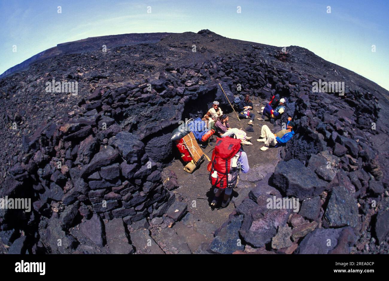 Escursione al cratere Mauna Loa, grande isola delle Hawaii Foto Stock