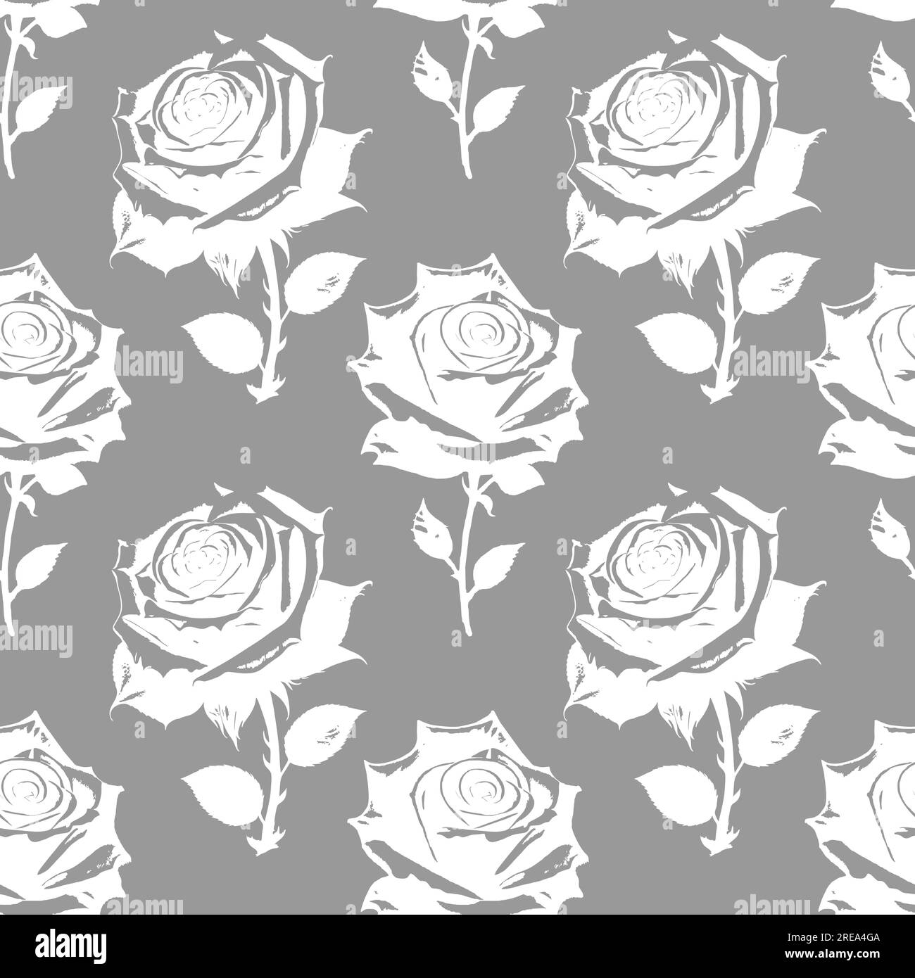 fiori di rosa grigi e bianchi motivo, texture, design senza cuciture Foto Stock