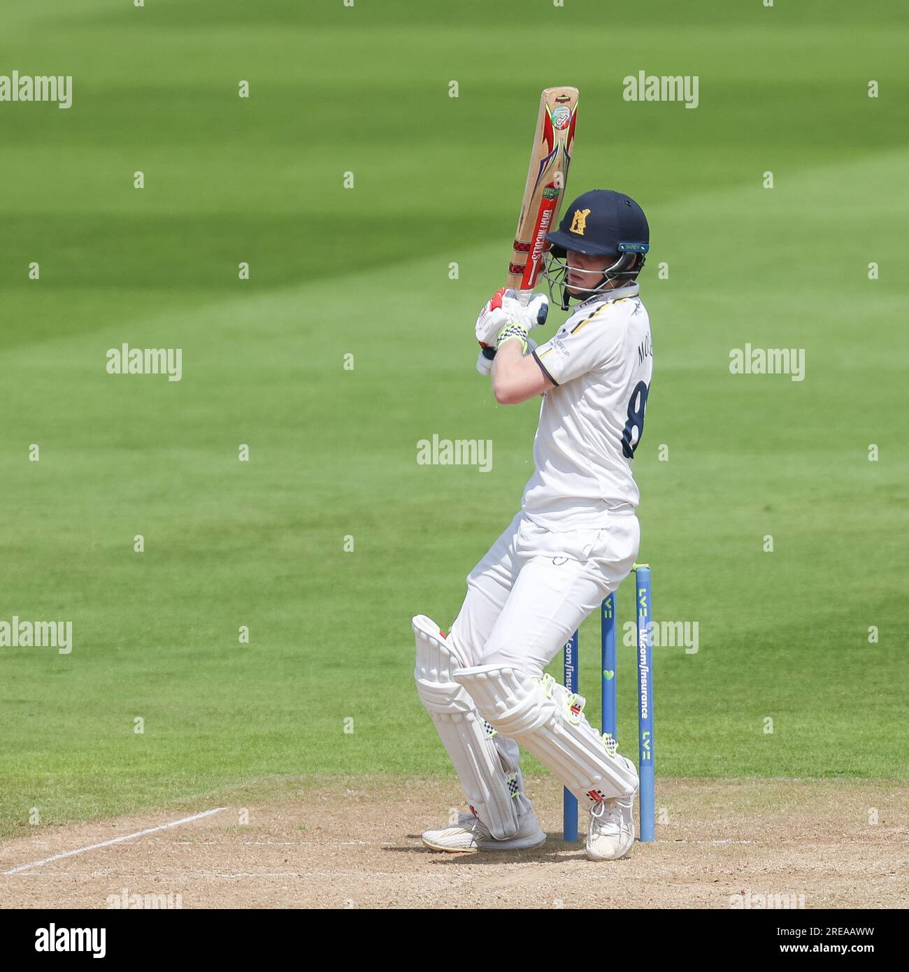 Dan Mousley del Warwickshire in azione a Birmingham, Regno Unito, il 26 luglio 2023, durante la partita del LV= Insurance County Championship tra Warwickshire CC Foto Stock
