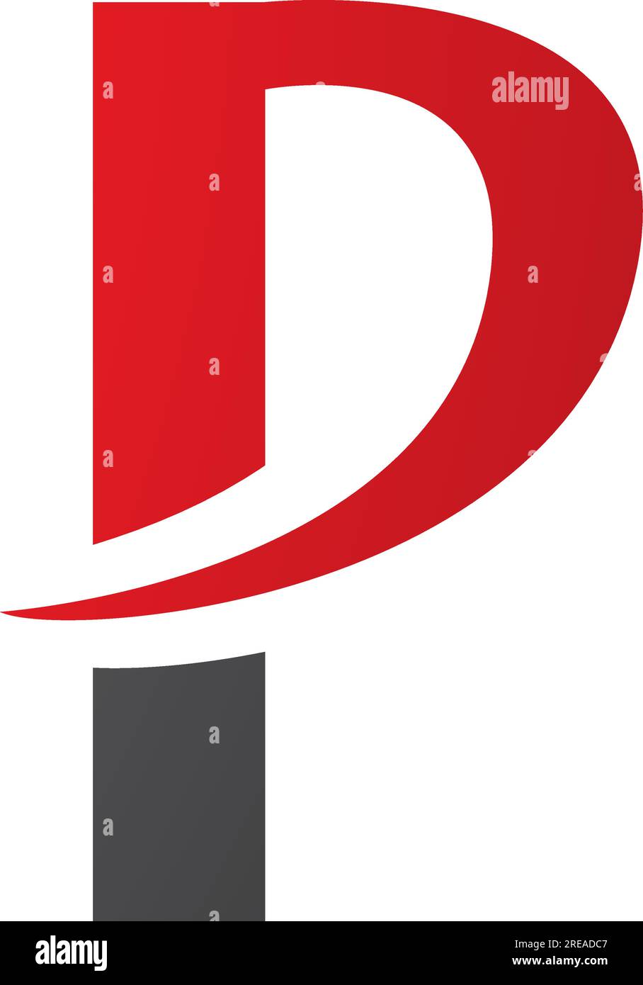 Icona P rossa e nera con punta a punta su sfondo bianco Illustrazione Vettoriale