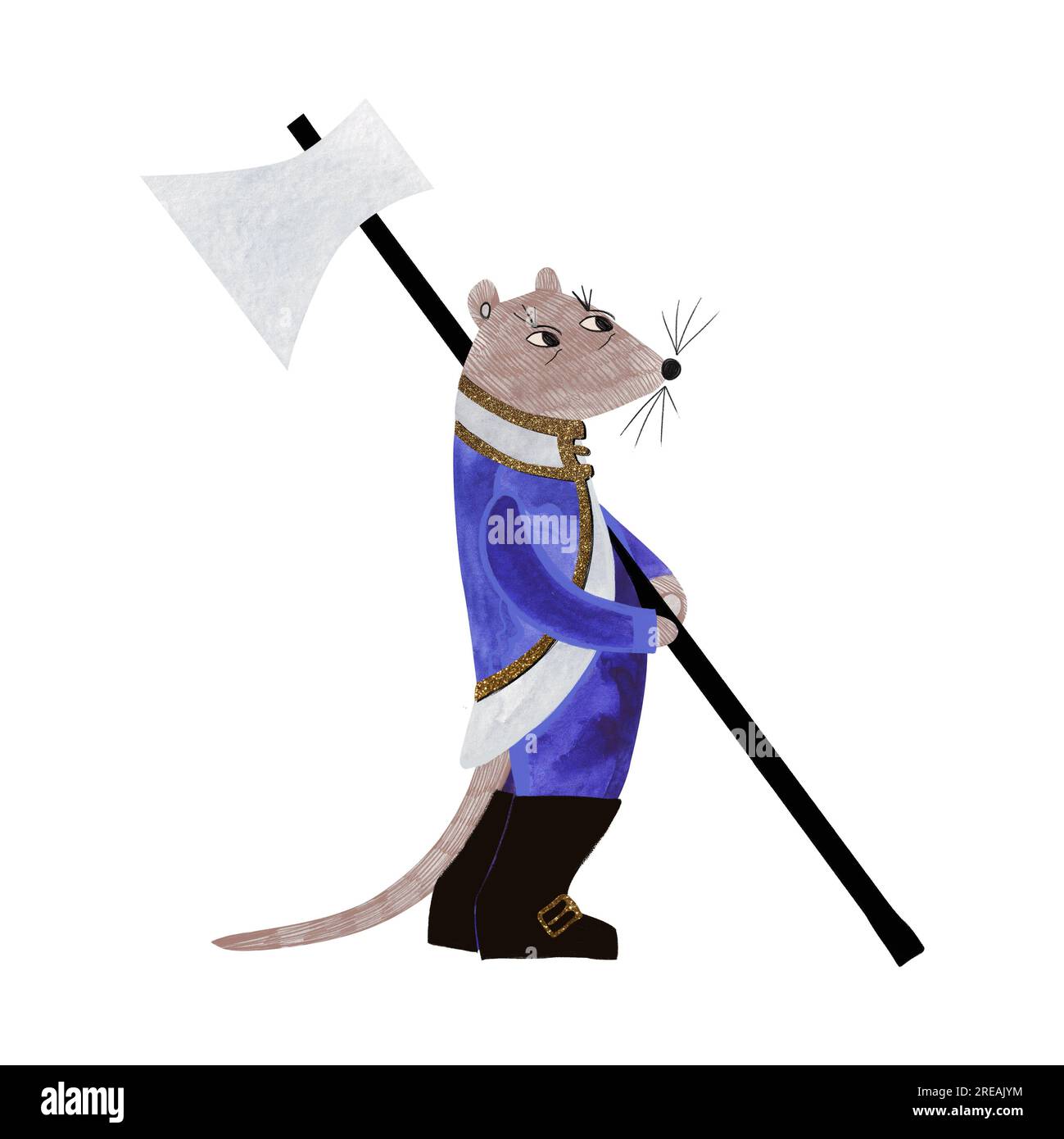 Acquerello ratto. La favola dello Schiaccianoci. Illustrazione isolata. Clipart. Illustrazione raster per imballaggio, biglietti d'auguri e carta da imballaggio, regali, Foto Stock