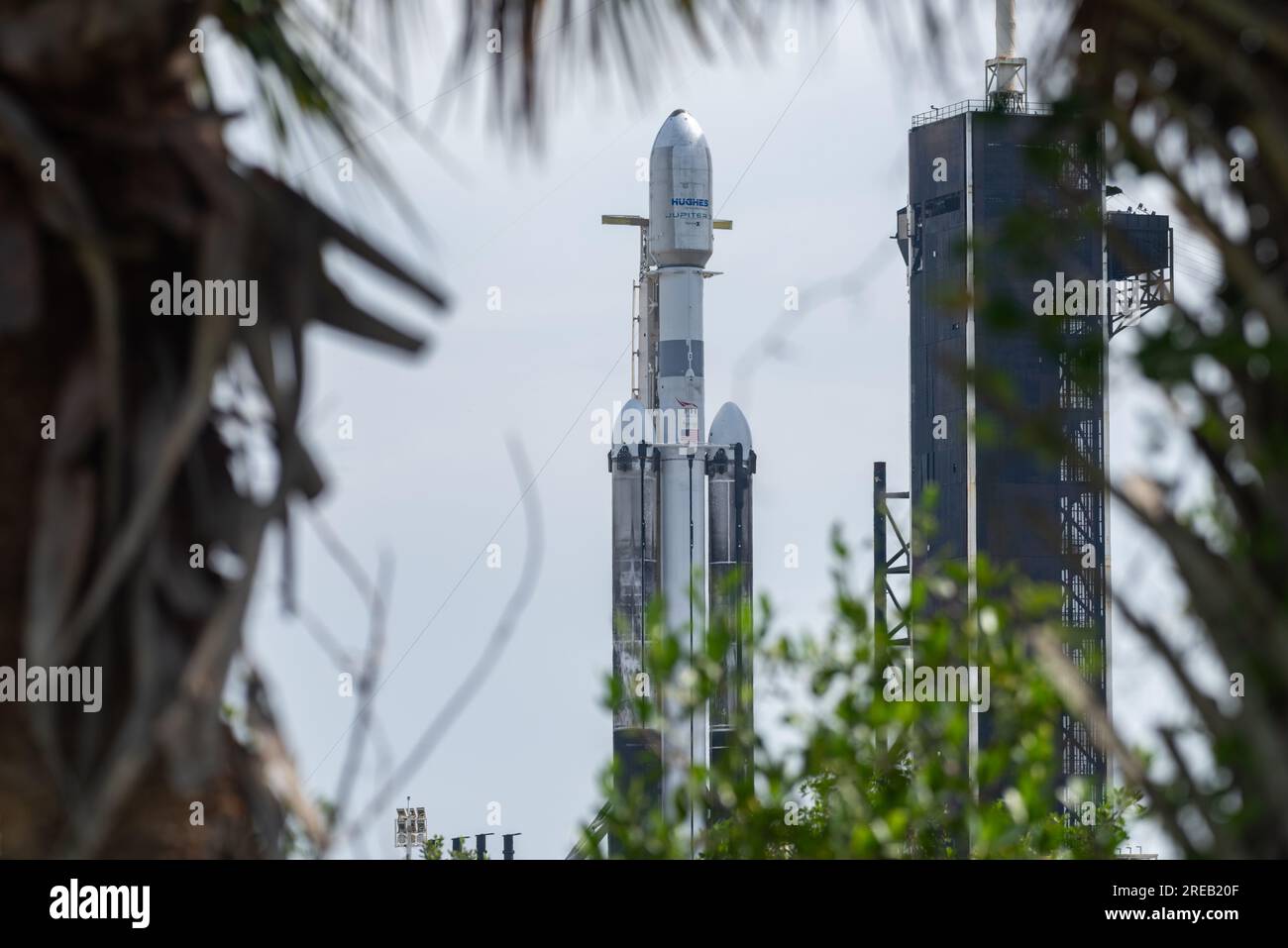 SpaceX Falcon Heavy alla NASA LC-39A. Foto Stock