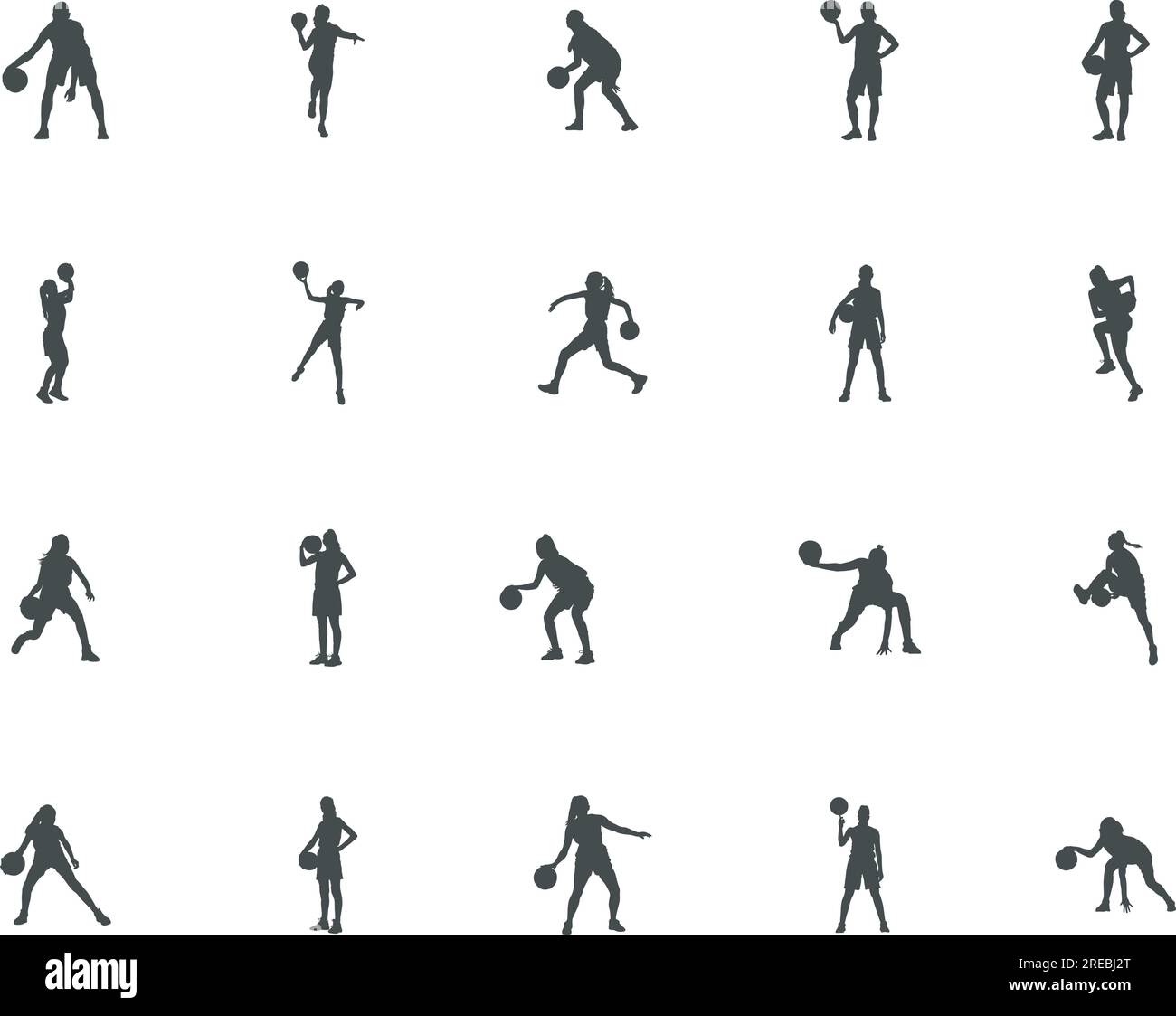 Silhouette da basket donna, silhouette da basket, SVG da basket, silhouette da giocatore Femail Illustrazione Vettoriale