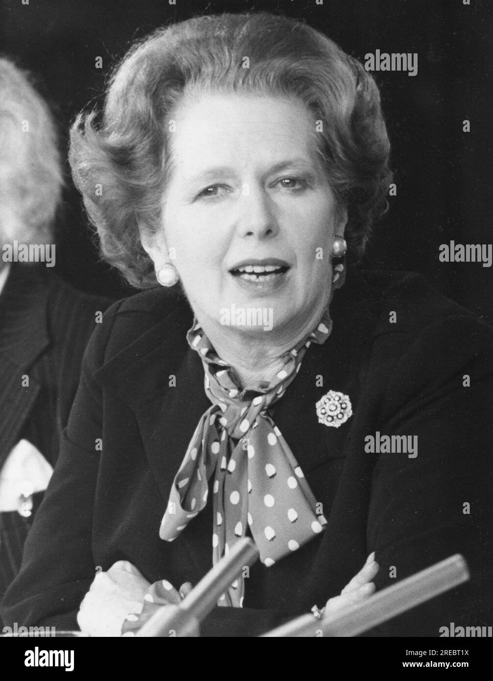 Thatcher, Margaret Hilda, 13.10.1925 - 8,4.2013, politico britannico (contro), ADDITIONAL-RIGHTS-CLEARANCE-INFO-NOT-AVAILABLE Foto Stock