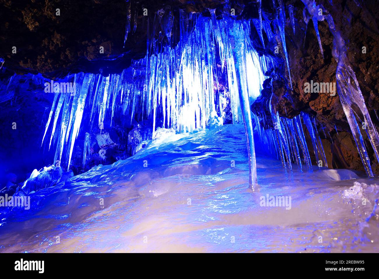 Grotta di ghiaccio di Narusawa Foto Stock