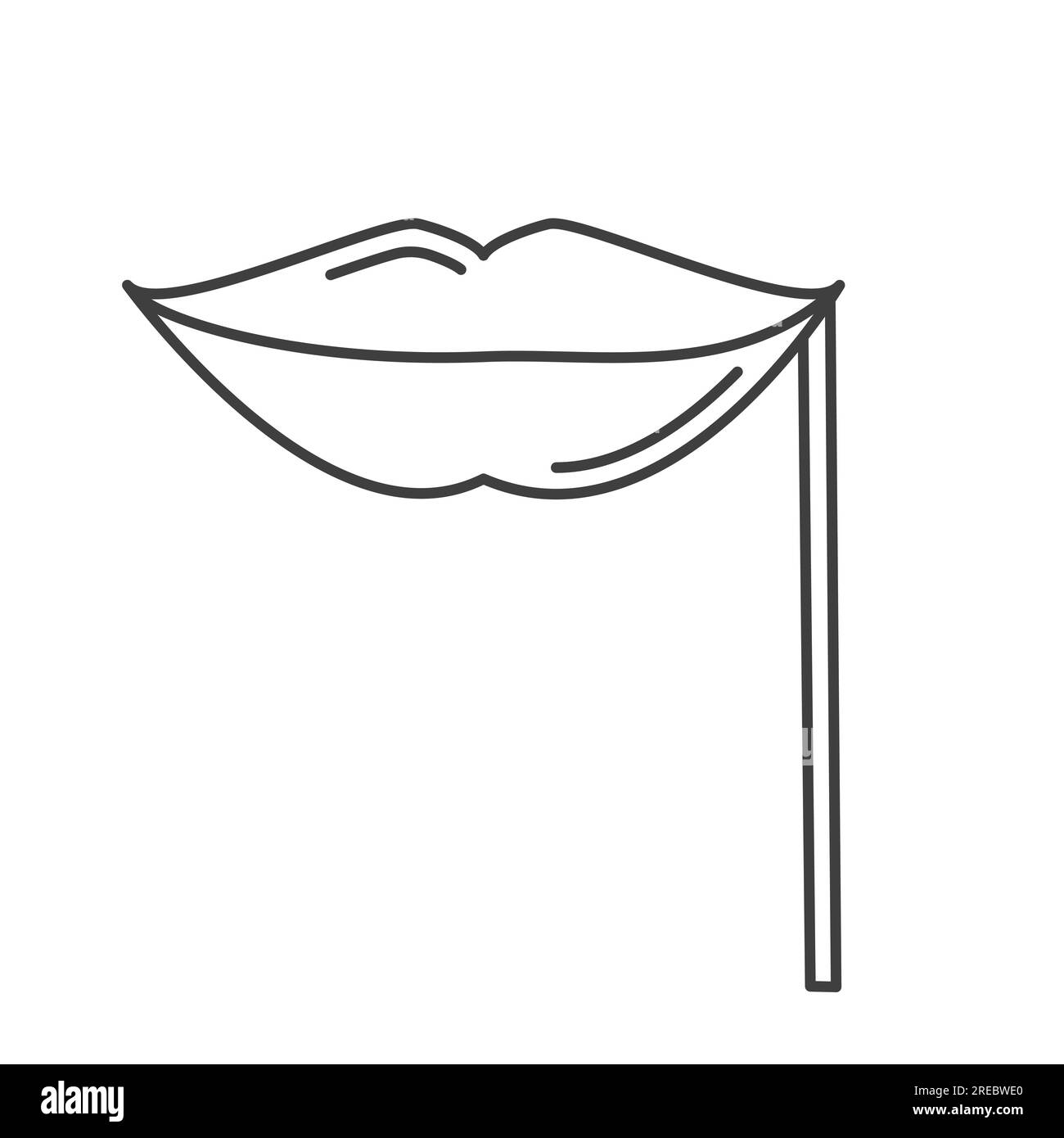 Maschera facciale a labbro party sull'icona a strisce del bastone Illustrazione Vettoriale Maschera facciale a labbro party sull'icona a strisce del bastone Illustrazione Vettoriale