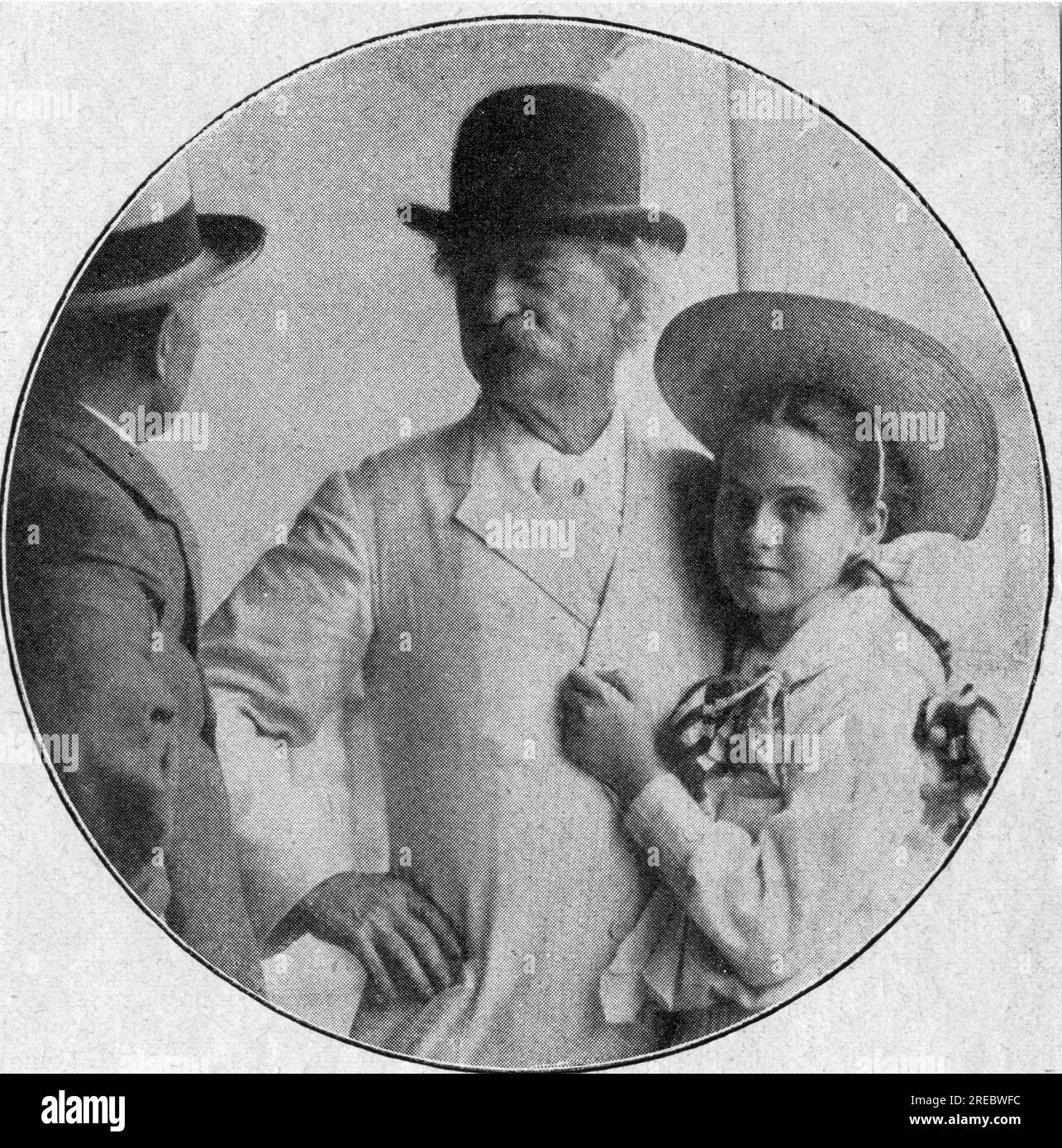 TWAIN, Mark, 30.11.1835 - 21,4 1910, scrittore americano, con sua figlia Jane Clemens, circa 1885, ADDITIONAL-RIGHTS-CLEARANCE-INFO-NOT-AVAILABLE Foto Stock