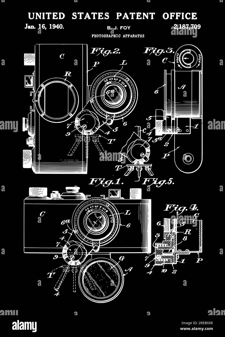 1940 brevetto per apparecchi fotografici Illustrazione Vettoriale