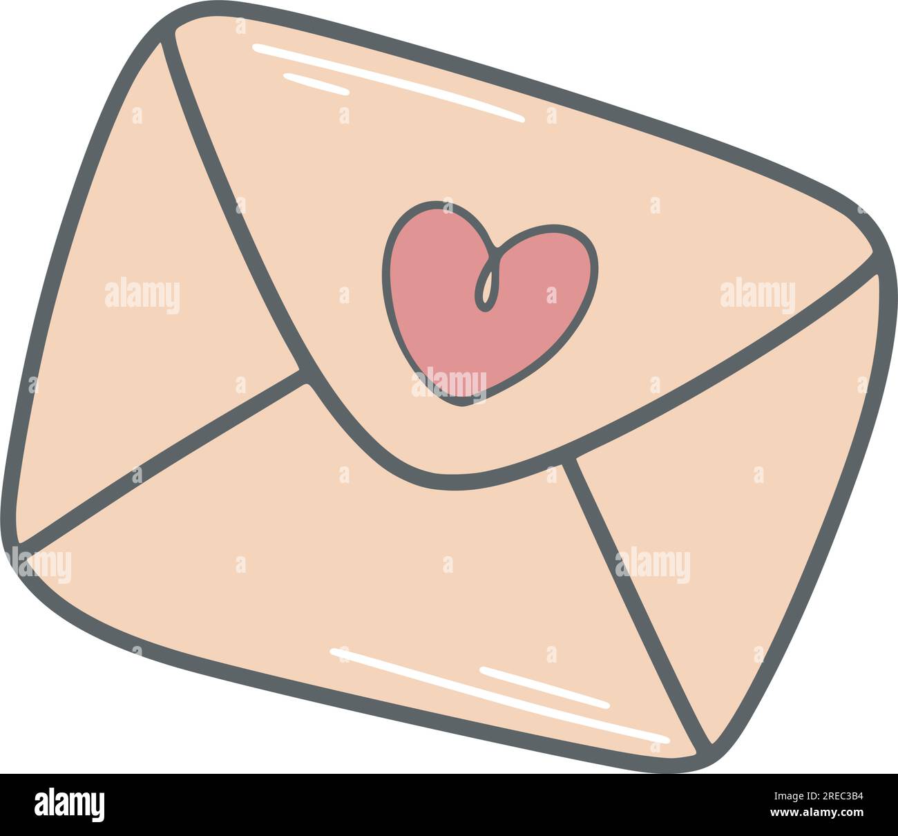 Clip art a lettere d'amore disegnate a mano Illustrazione Vettoriale