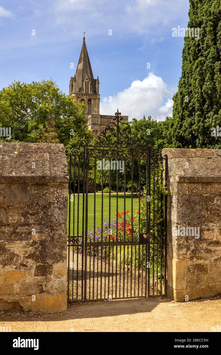 Christ Church Cathedral dal sentiero Grove Walk, Oxford, Inghilterra Foto Stock