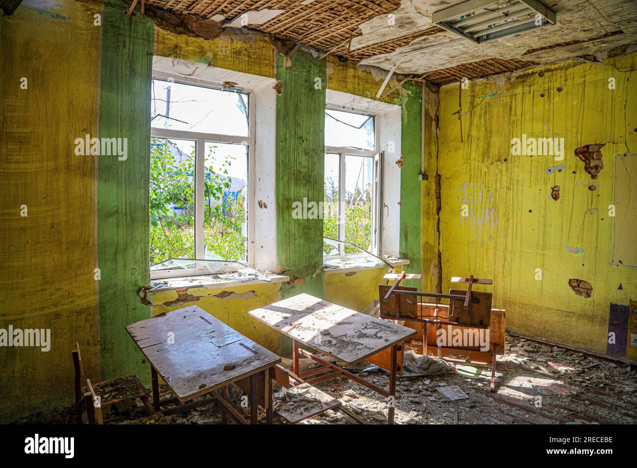 BLAHODATNE, UCRAINA 19 LUGLIO 2023 Una classe è raffigurata all