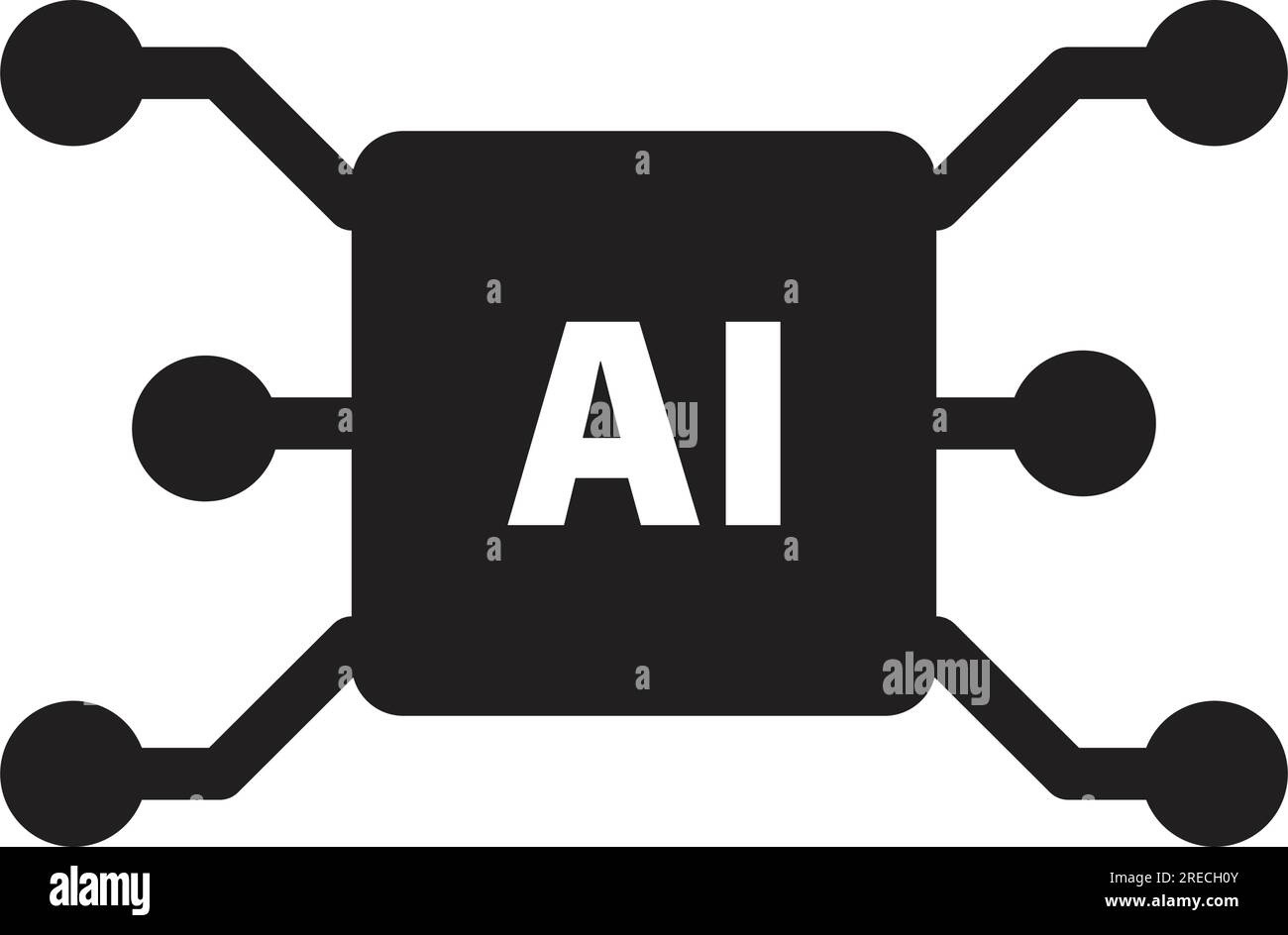 AI, icona dell'intelligenza artificiale, microchip digitale per l'illustrazione di computer e tecnologia Illustrazione Vettoriale