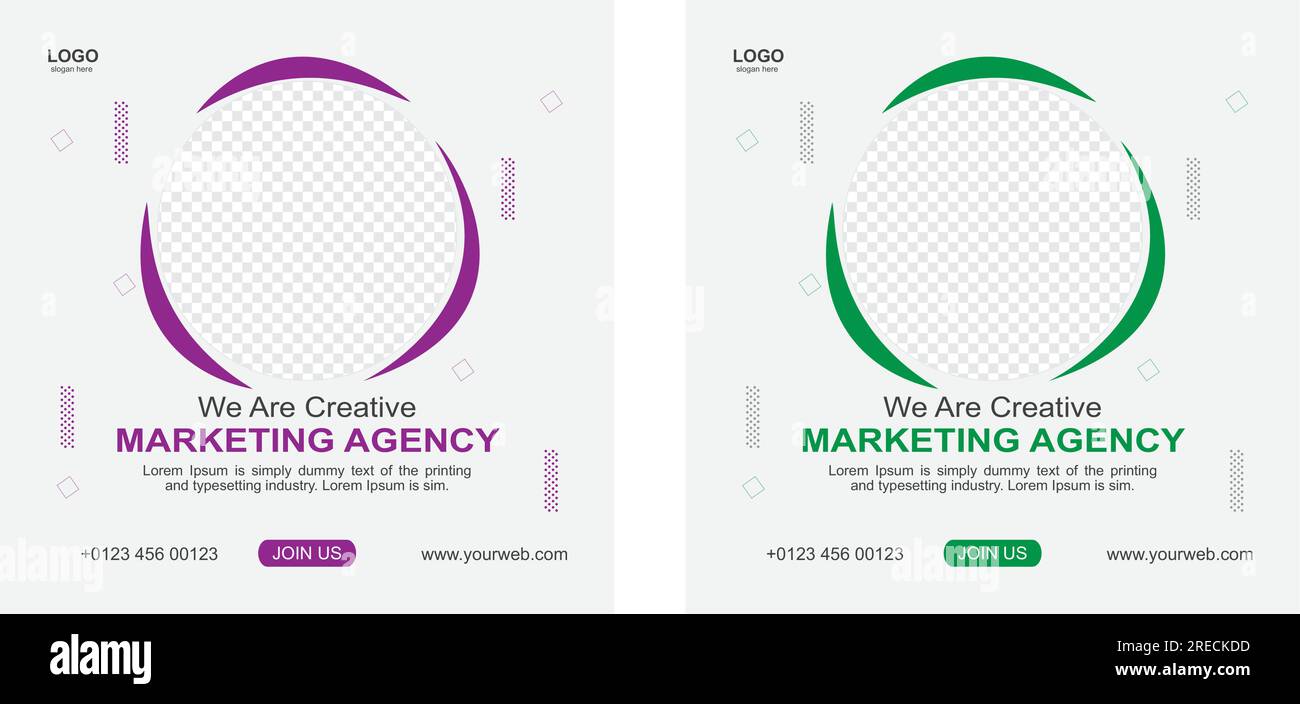 creazione di modelli di social media per agenzie di marketing creative Illustrazione Vettoriale