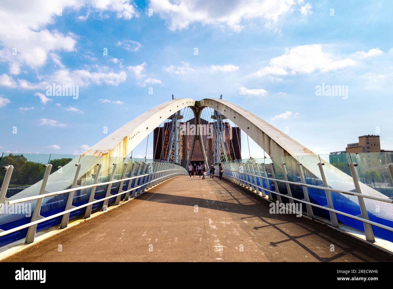 Salford Quays Bridge (Millennium Bridge, Quay West Media City, Manchester, Inghilterra Foto Stock