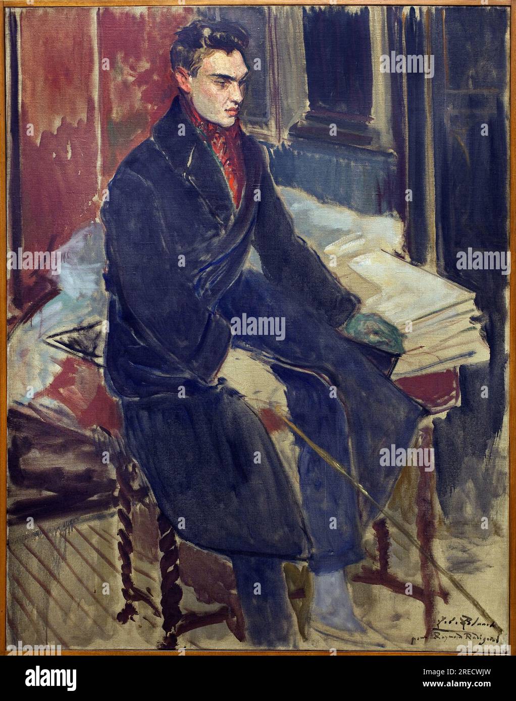 Etude pour le portrait en pied de Raymond Radiguet (1903-1923). Peinture de Jacques Emile Blanche (1861-1942), huile sur toile, art francais 20e siecle. Museo delle belle Arti di Rouen. Foto Stock