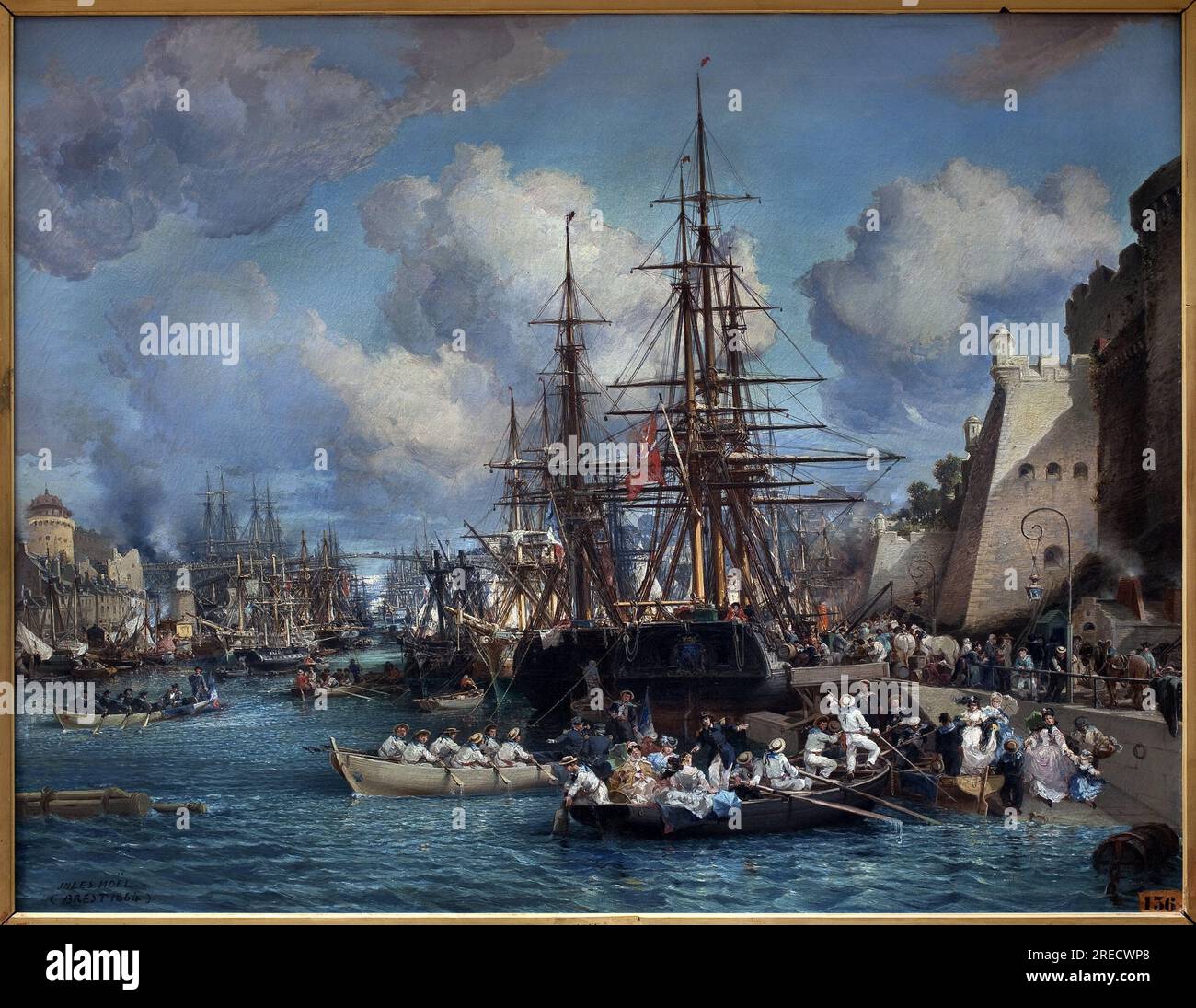 Le Port de Brest (Francia) en 1864. Peinture de Jules Noel (1815-1881). Huile sur toile, 1864, museo delle Belle Arti di Brest. Foto Stock