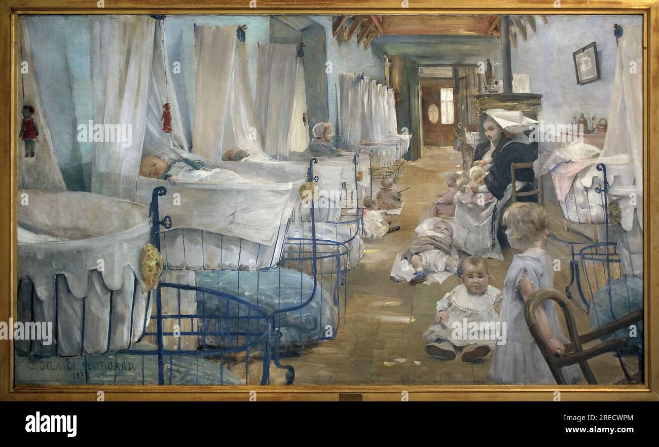 Les berceaux. Peinture de Julie Delance Feurgard (1859-1892). Huile sur toile, 1888, museo delle Belle Arti di Brest. Foto Stock