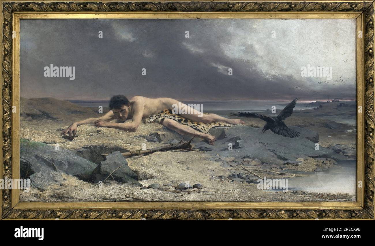 Cain. Peinture de Emanuel Krescenc Liska (1852-1903), huile sur toile, 1885. Art Tcheque, 19e siecle. Palais Veletrzni (palais des foires), Praga (Republique Tcheque). Foto Stock