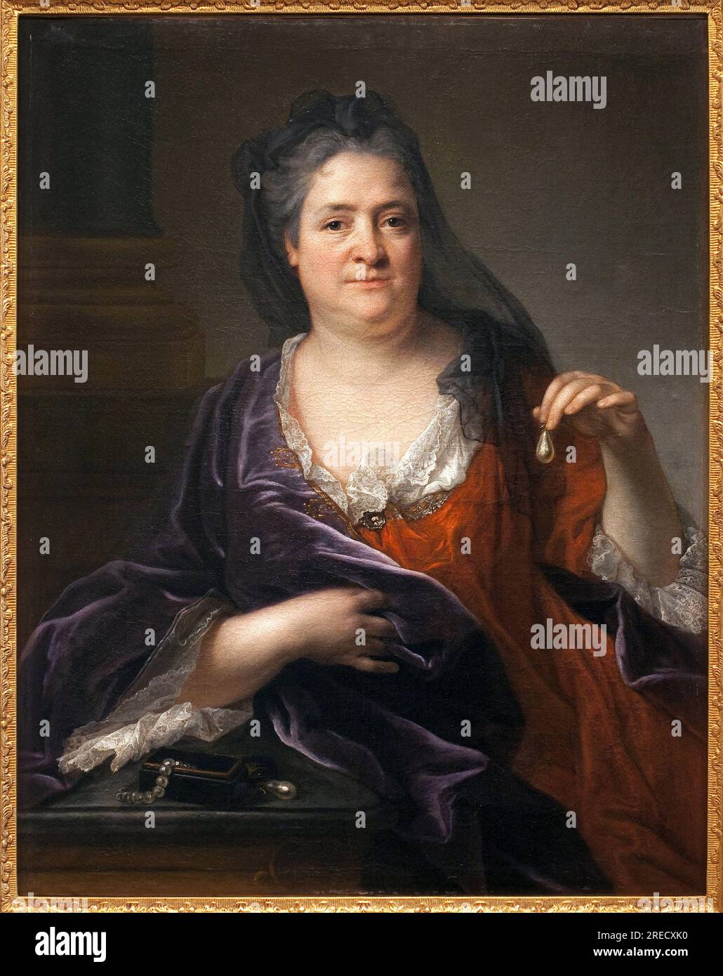 La duchesse d'Orleans ou la Palatine Elisabeth-Charlotte ou Elisabeth Charlotte de Baviere)(1657-1722) Peinture attribuee a Andre Bouys (1656-1740), huile sur toile, vers 1700. Museo delle Belle Arti di Niort. Foto Stock