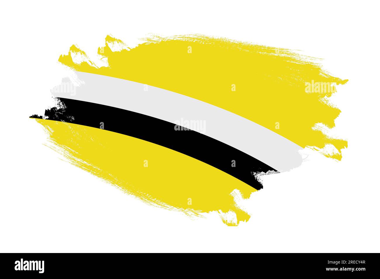 Pennello per tratti astratti bandiera nazionale del Brunei con texture su sfondo bianco isolato Foto Stock