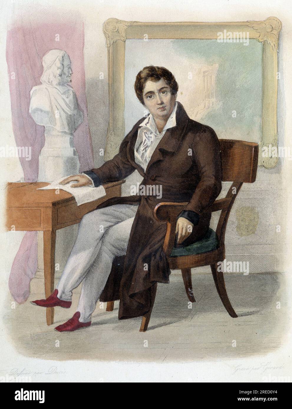 Portrait de Francois-Joseph (Francois Joseph Talma) (1763-1826), comedien il francais. in Ed. Mennechet, 'Le Plutarque francais", 1844 - 1847 Foto Stock