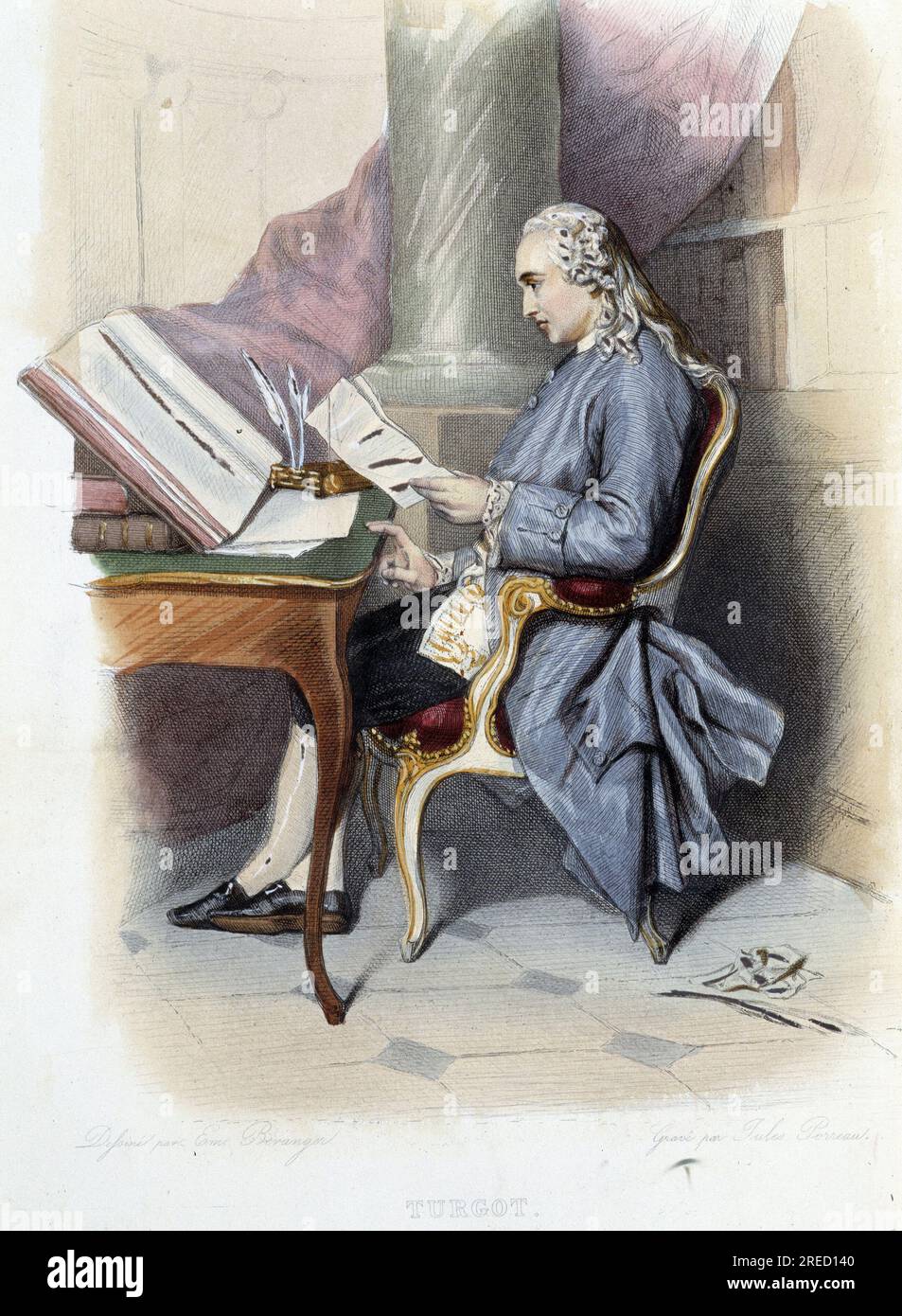 Ritratto di Anne Robert jacques Turgot (barone de l'Eaulne) - in "le Plutarque FranÁais", ed. Mennechet, 1844-1847 Foto Stock