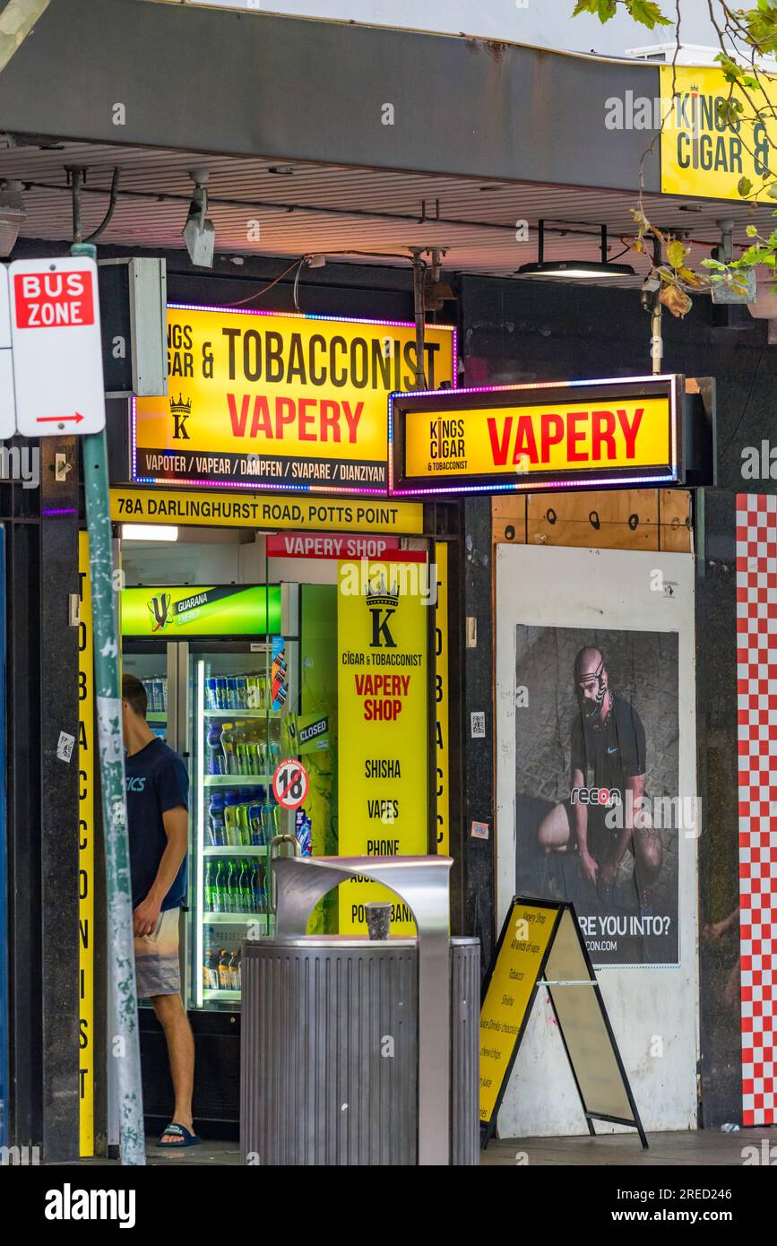 Un negozio di tabacchi vape a Sydney, nuovo Galles del Sud, Australia Foto Stock