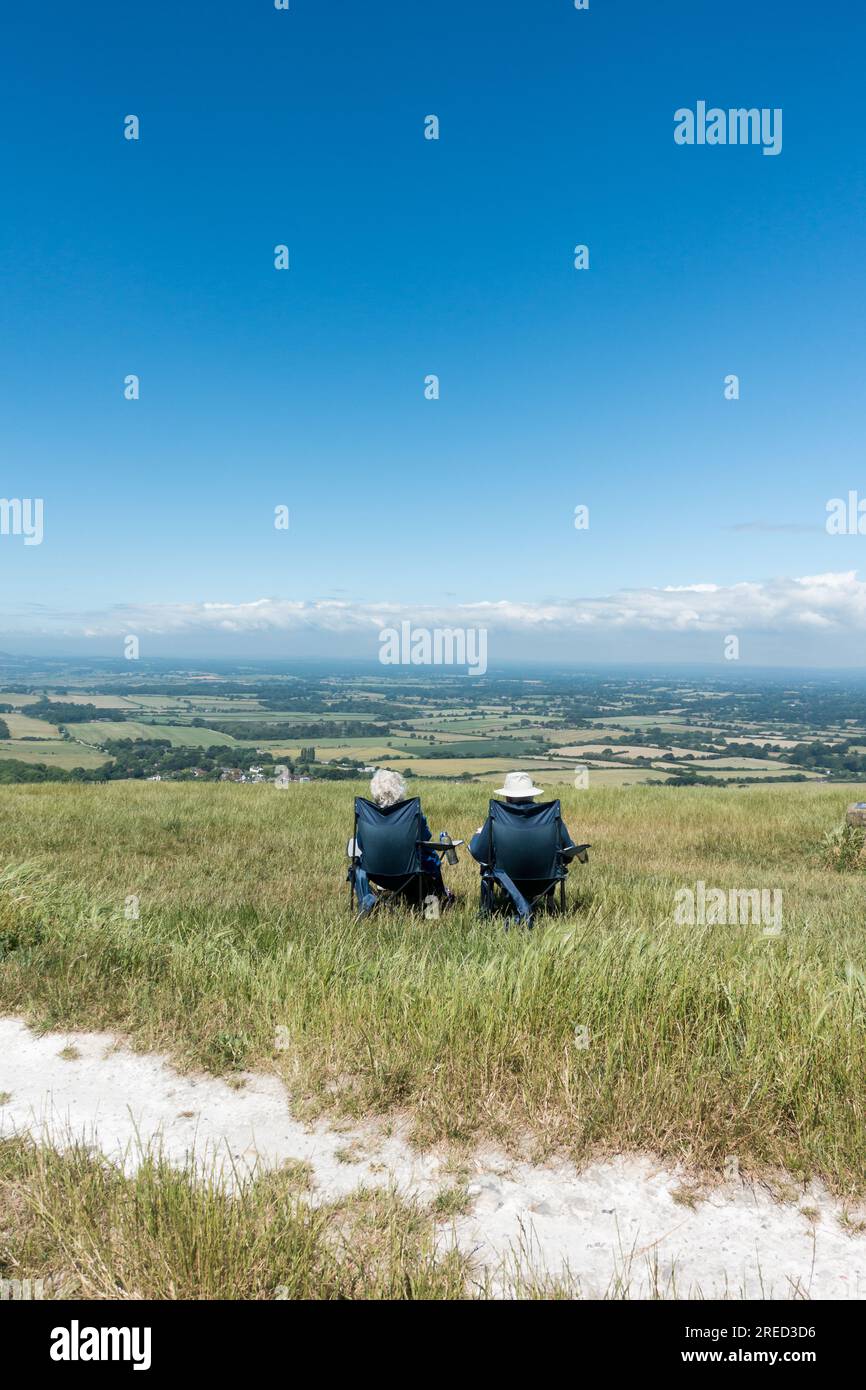 Guardando a nord da Devils Dyke, un punto alto della South Downs Way nell'Inghilterra meridionale Foto Stock