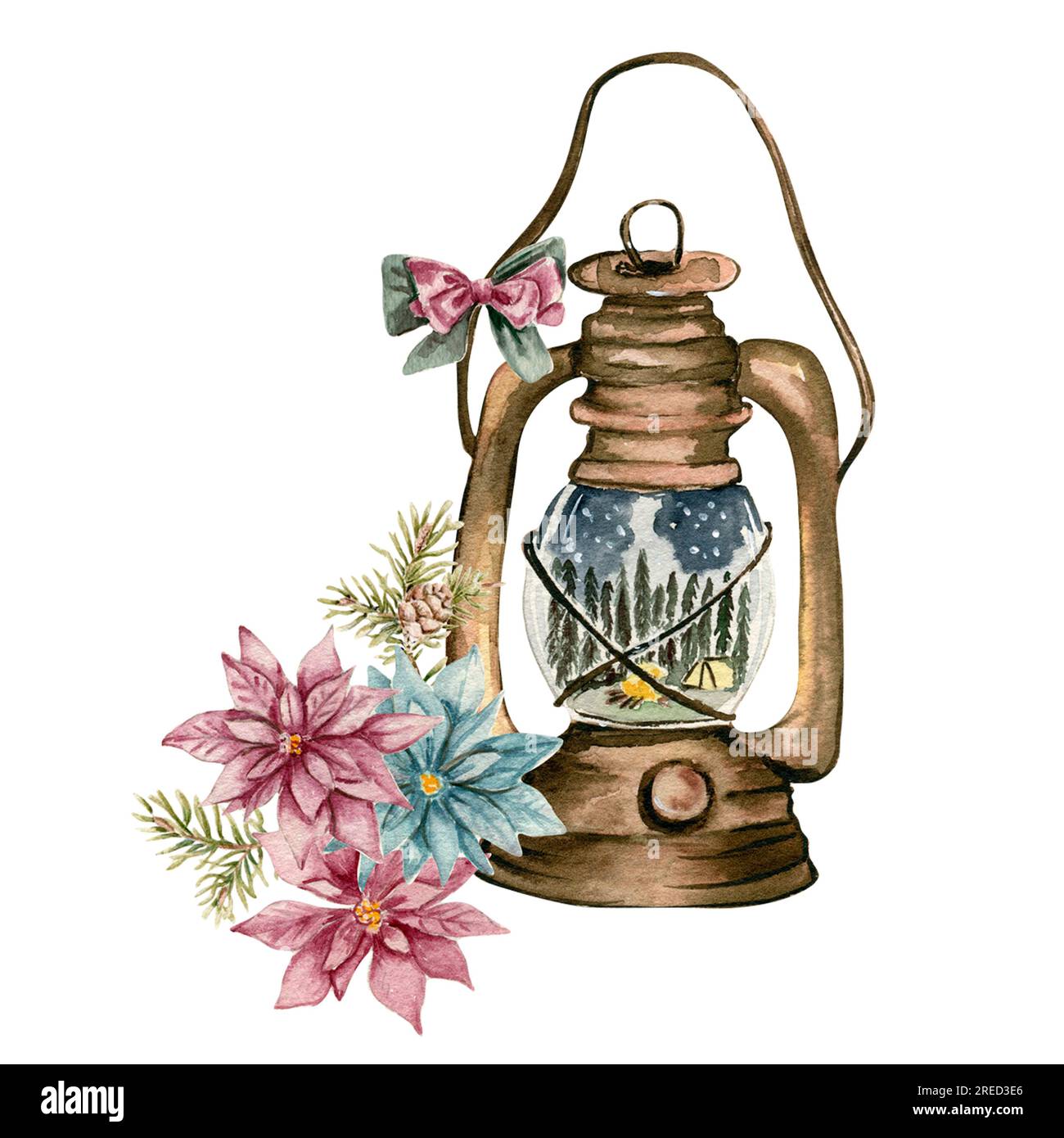 Lampada con composizione foresta all'interno.. Illustrazione ad acquerello disegnata a mano per inviti, biglietti di auguri, stampe, confezioni e altro ancora. Buon natale Foto Stock Lampada con composizione foresta all'interno.. Illustrazione ad acquerello disegnata a mano per inviti, biglietti di auguri, stampe, confezioni e altro ancora. Buon natale Foto Stock