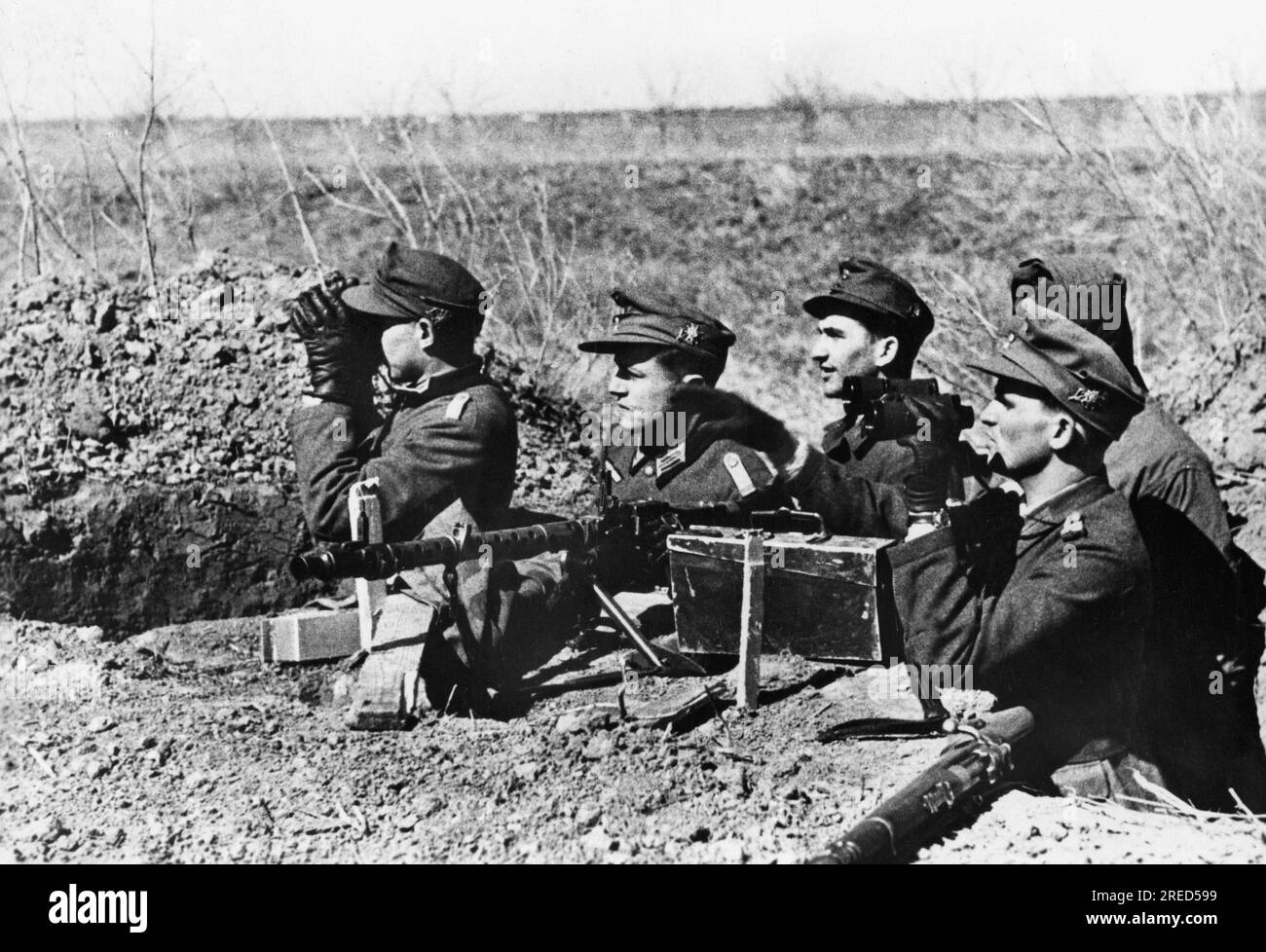 Ufficiali di fanteria di montagna in una posizione nella testa di ponte del Kuban. Foto: Schwelm [traduzione automatizzata] Foto Stock