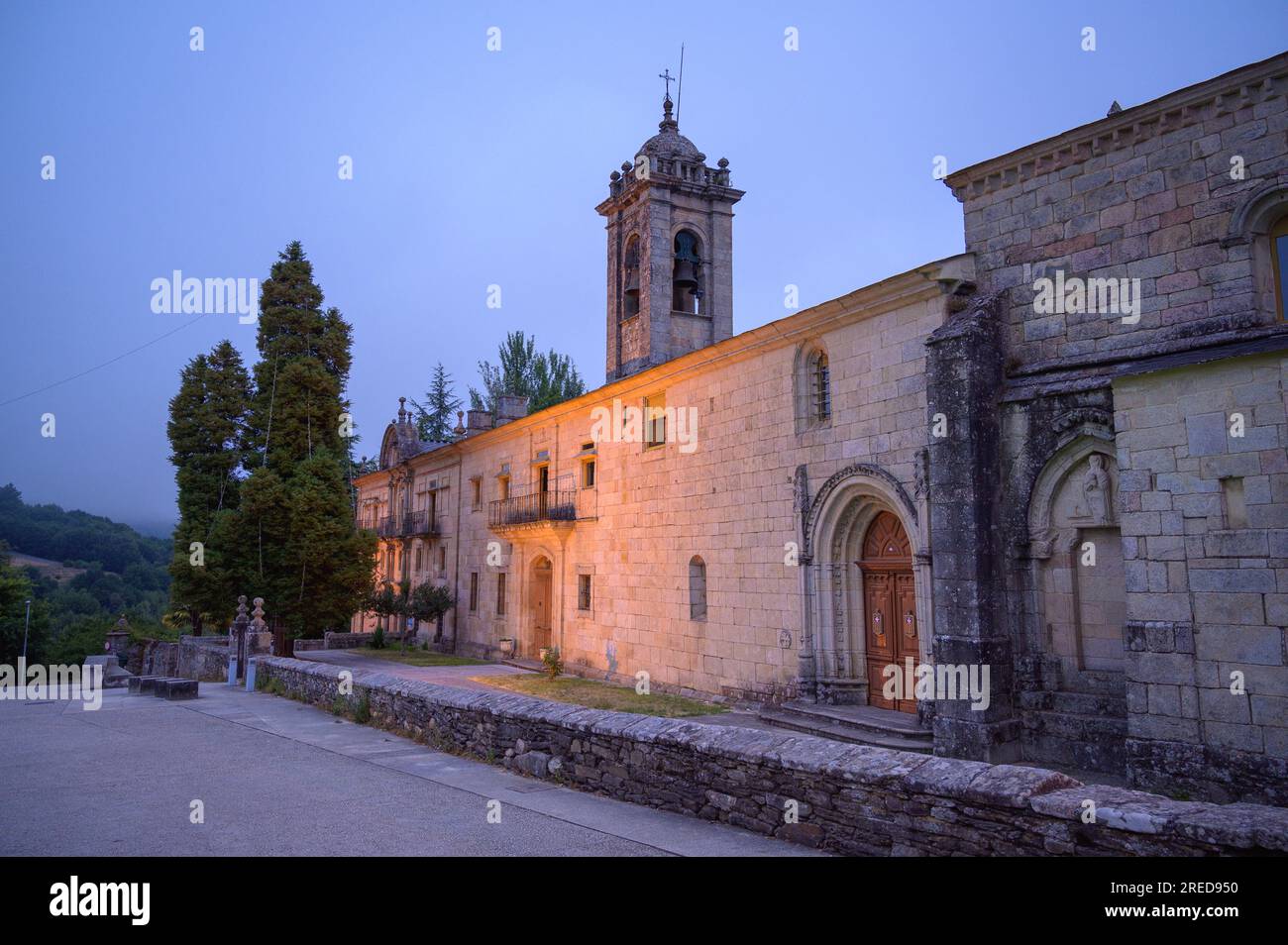 Catturare la bellezza del Convento de la Magdalena a Sarria, Spagna Foto Stock