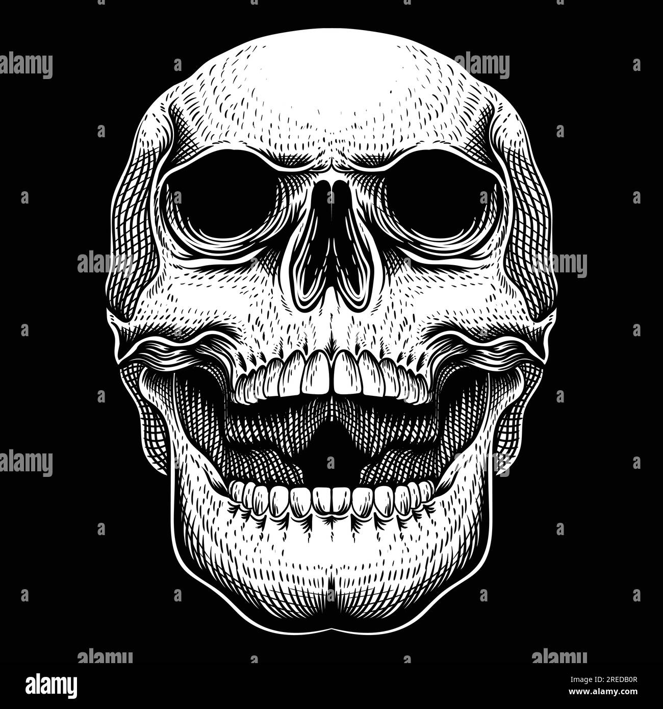 Posizione del cranio rivolta verso l'alto illustrazione vettoriale per la propria azienda o marca Illustrazione Vettoriale