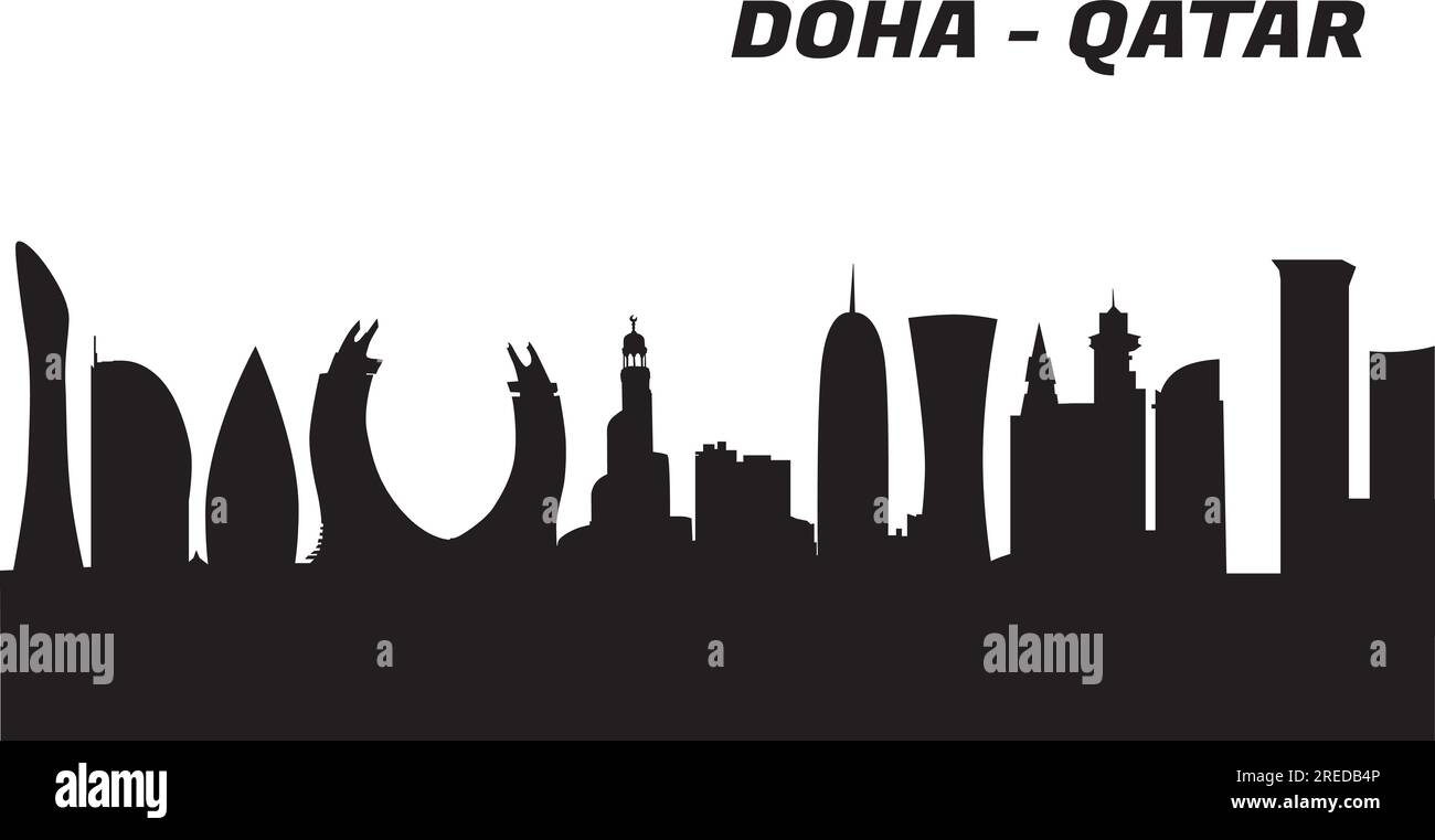 Doha Downtown Qatar Vector Sketch Illustrazione Vettoriale