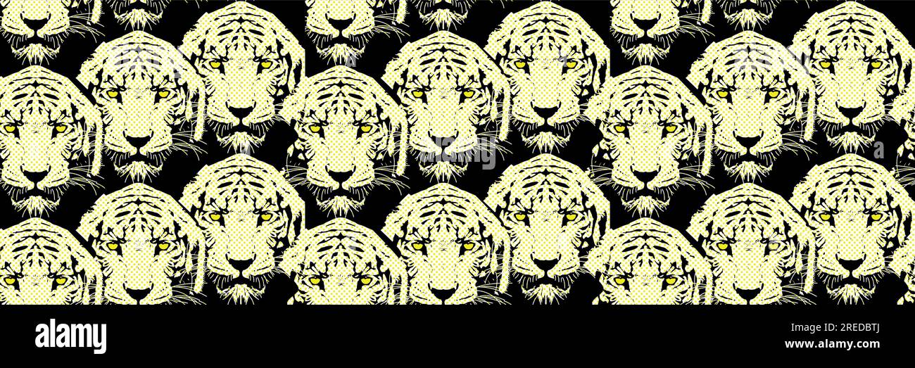 modello senza cuciture con stampa leopardata e teste tigre Illustrazione Vettoriale