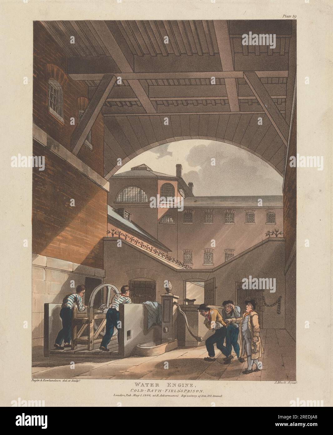 Water Engine, Cold-Bath-Fields Prison 1808 di John Bluck Foto Stock