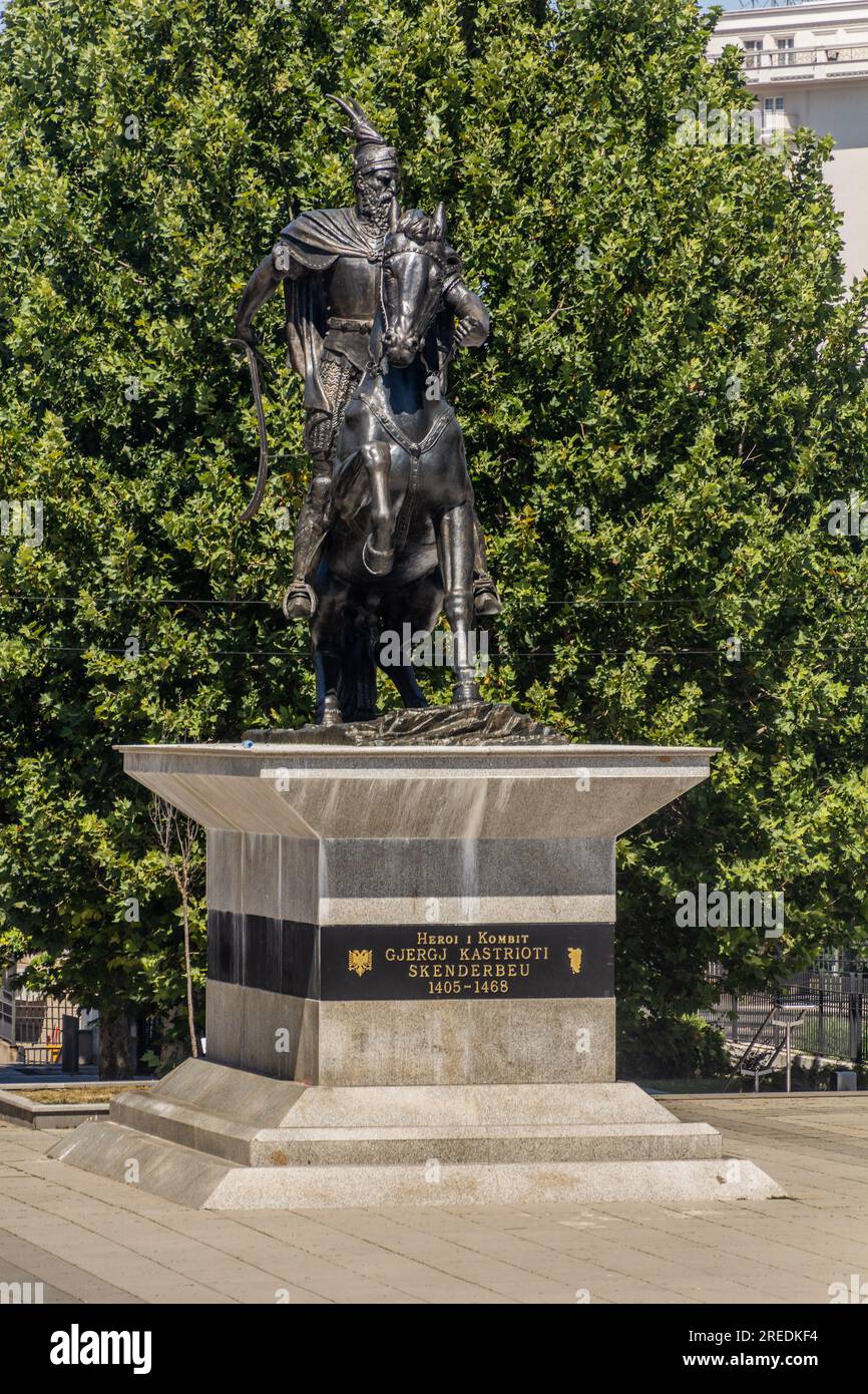 PRISTINA, KOSOVO - 13 AGOSTO 2019: Monumento Gjergj Kastrioti (Skanderbeg) a Pristina, Kosovo Foto Stock