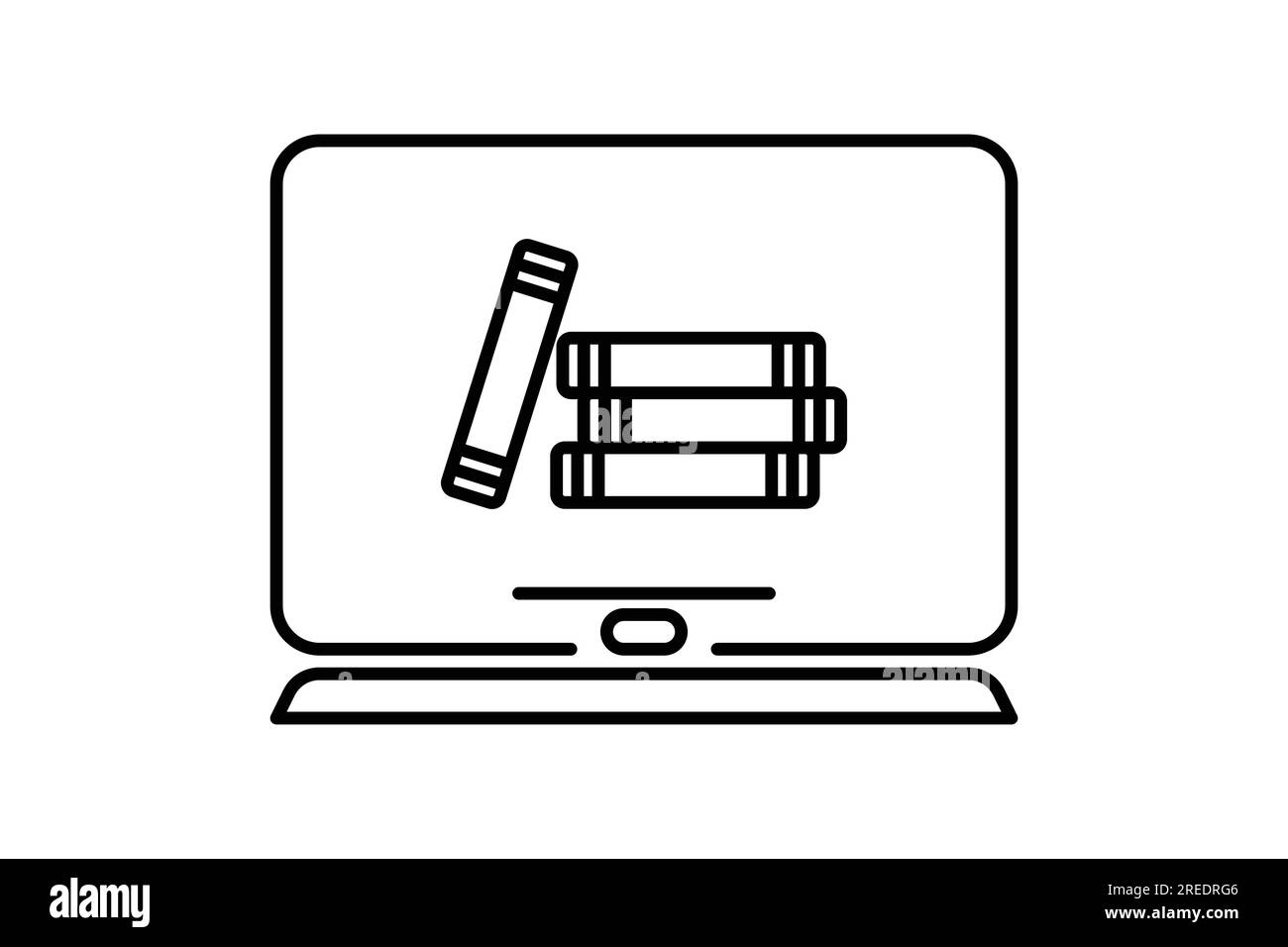 biblioteca online. Relativo all'e-learning e all'istruzione online. stile icona linea. Semplice progettazione vettoriale modificabile Illustrazione Vettoriale