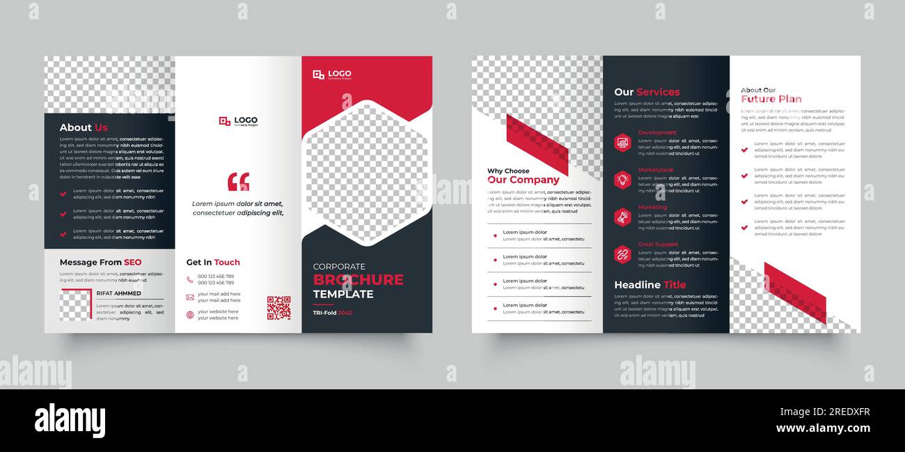 Design della brochure aziendale triplice, modello aziendale triplice Illustrazione Vettoriale