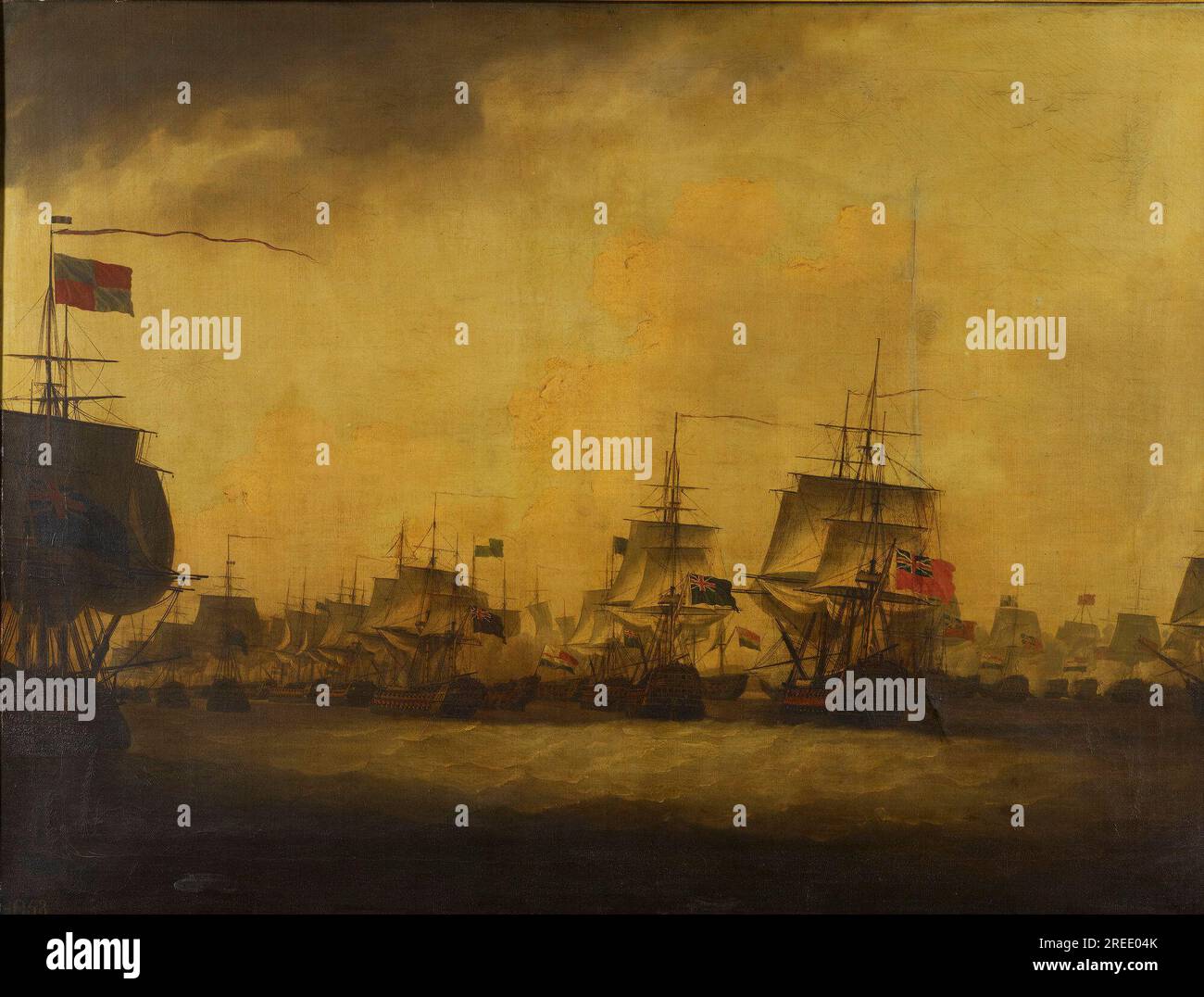 The Battle of Camperdown: I The Beginning of the Action 1798 di John Thomas Serres Foto Stock