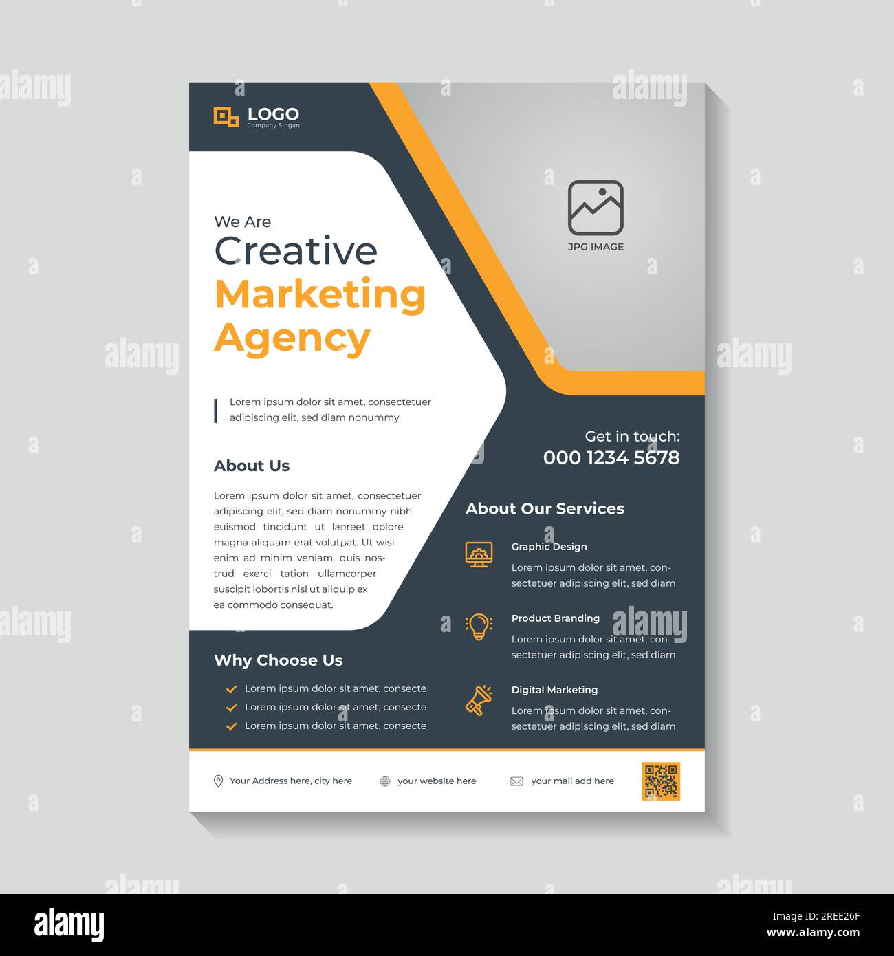 Moderno modello di progettazione di volantini aziendali di marketing. Illustrazione Vettoriale