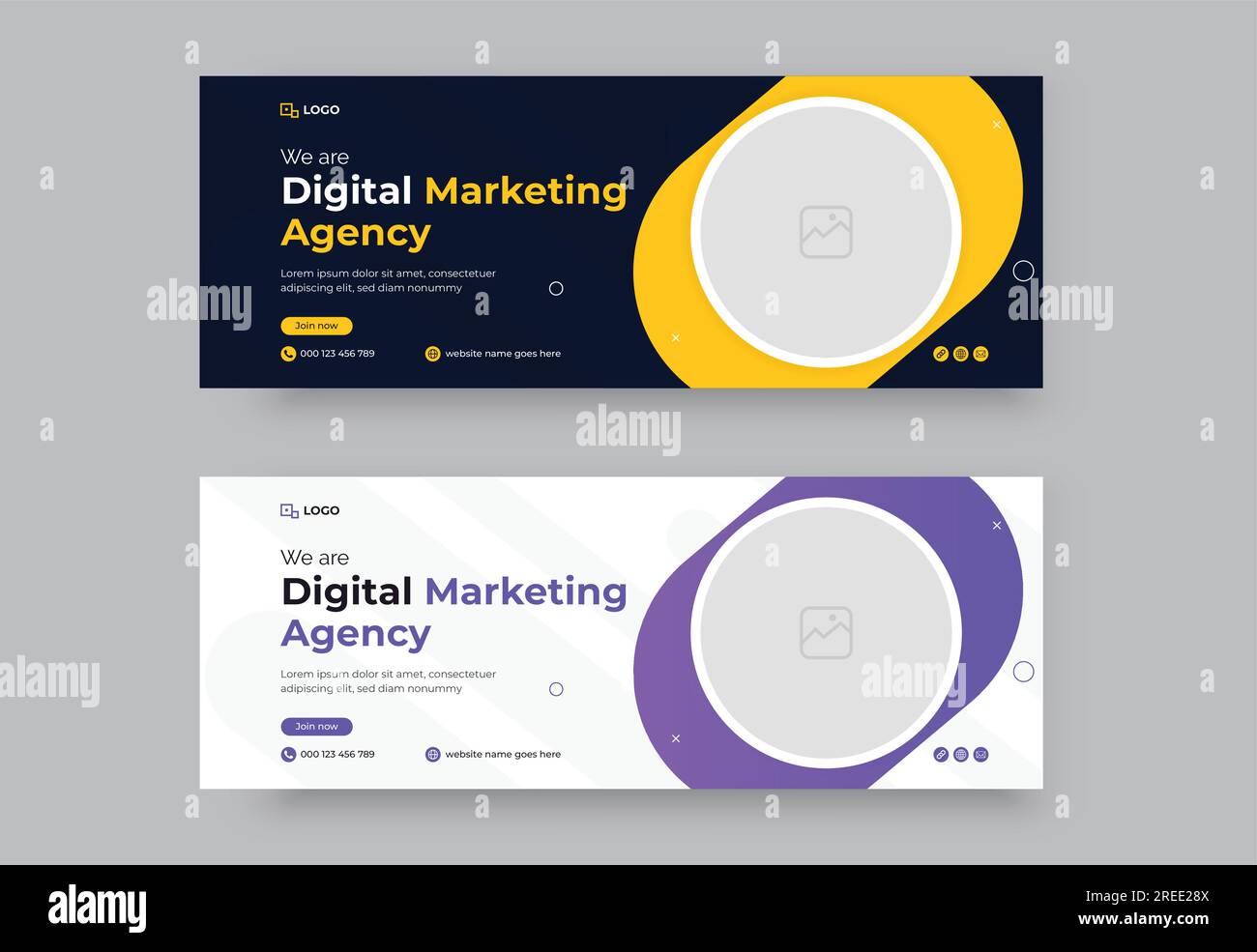 Modello di copertina per social media aziendale progettazione di banner Web. Illustrazione Vettoriale