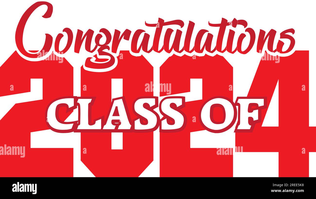 Rosso Congratulazioni Classe di 2024 grafico Illustrazione Vettoriale