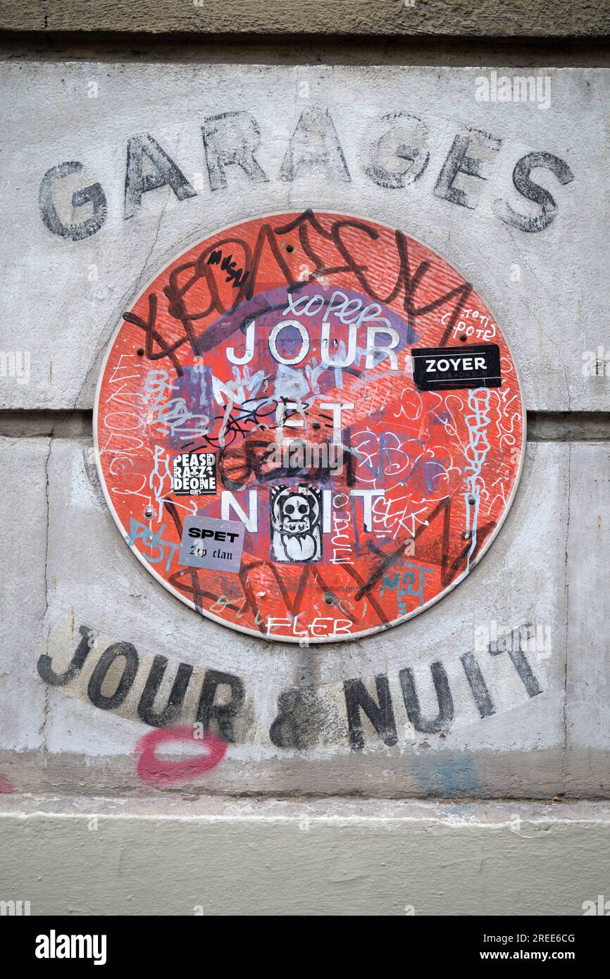 Garage senza cartello per parcheggio a Marsiglia, francia Foto Stock