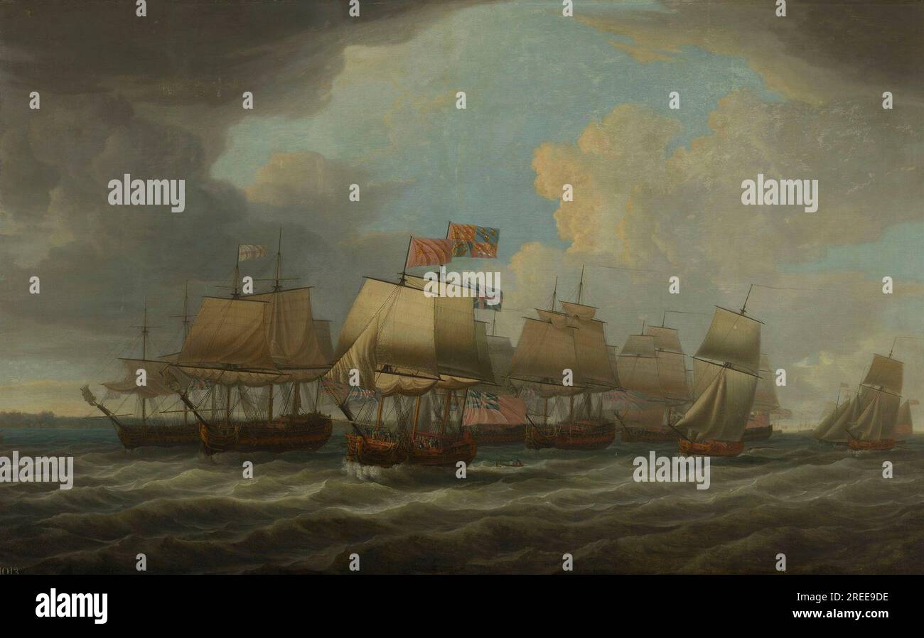 La visita reale alla flotta II 1775 di Dominic Serres Foto Stock