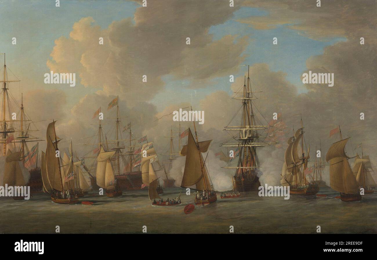 La visita reale alla flotta IV 1775 di Dominic Serres Foto Stock