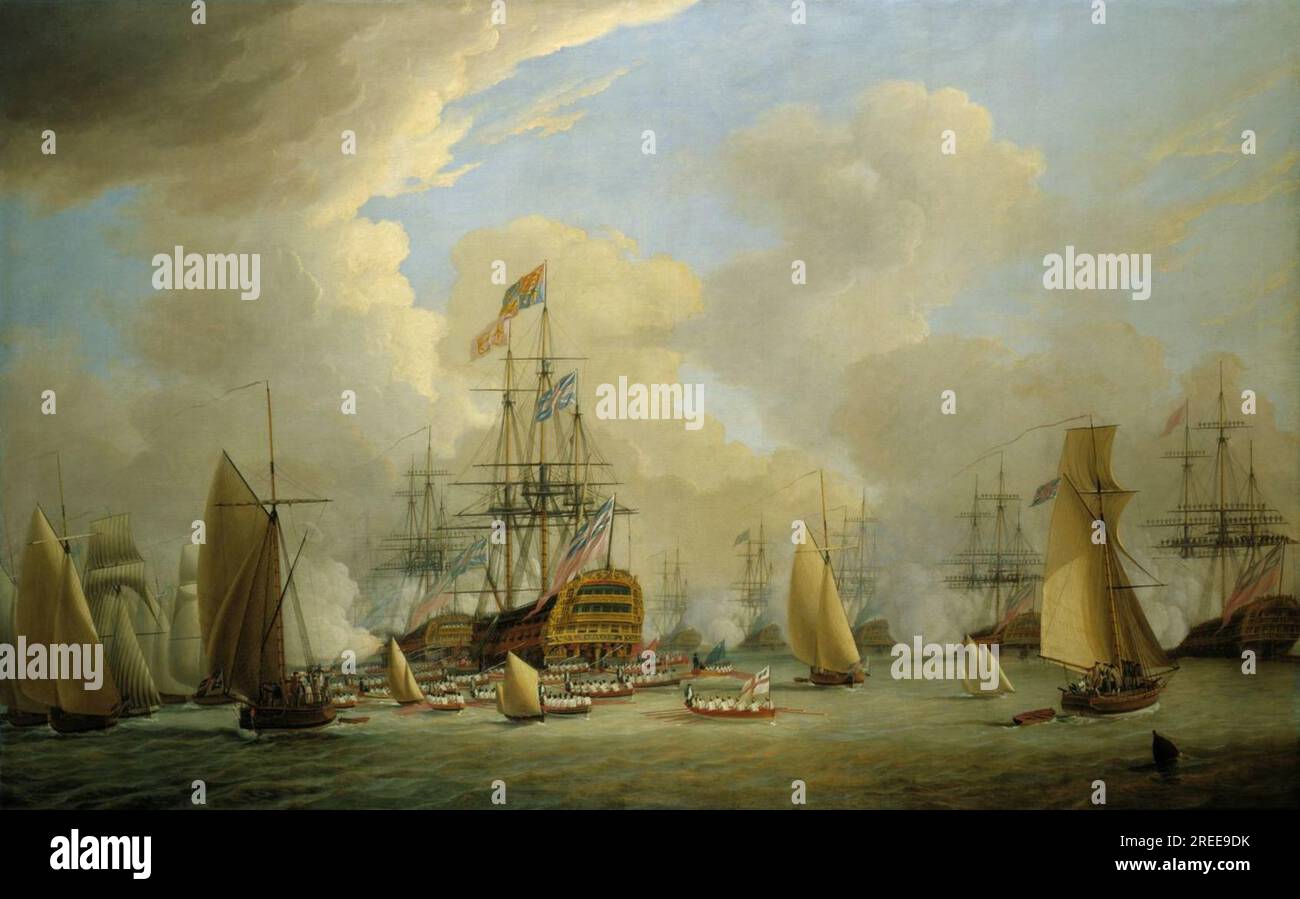 La visita reale alla flotta 1774 di Dominic Serres Foto Stock