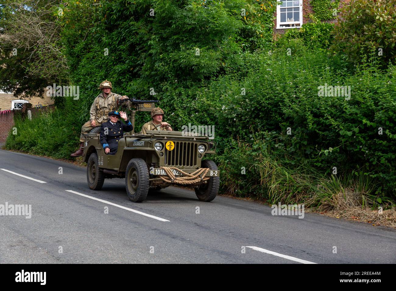 Iconica jeep vintage al Southwick Revival nel 2023. Rievocazione della seconda guerra mondiale del D-Day edificato nel sud dell'Inghilterra. Foto Stock
