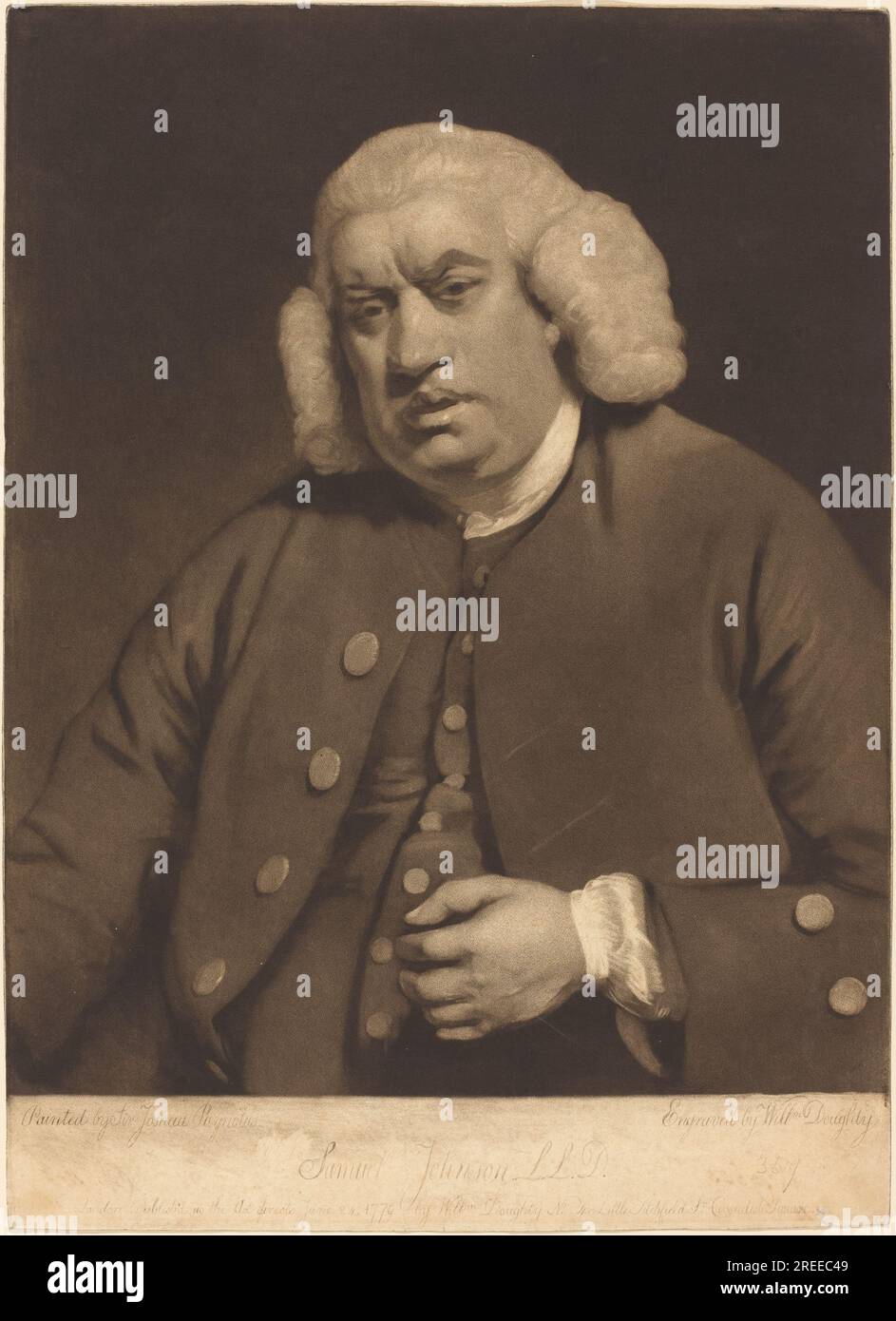 William Doughty dopo Sir Joshua Reynolds, Samuel Johnson, 1779, mezzotint, Rosenwald Collection, 1943,3,3442' Foto Stock