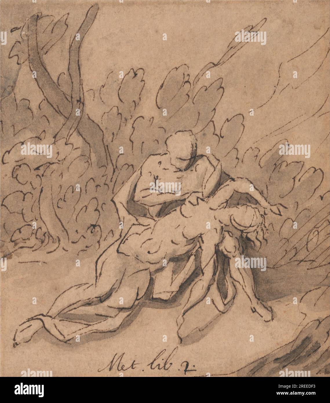 Giove e Callisto: Ovidio, Metamorfosi, Libro 2 circa 1723 di Thomas Carwitham Foto Stock