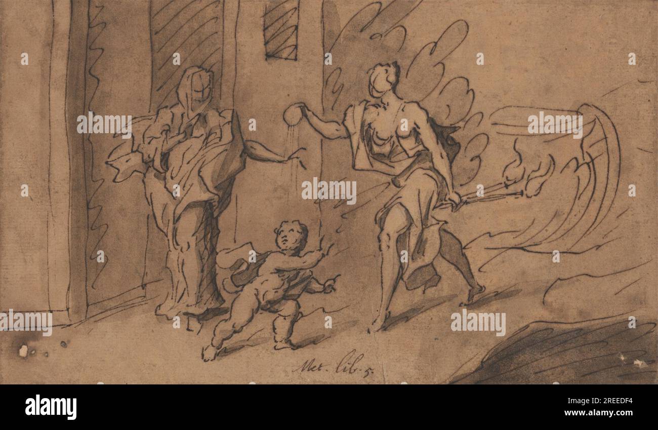 Cerere e Abas: Ovidio, Metamorfosi, Libro 5 circa 1723 di Thomas Carwitham Foto Stock